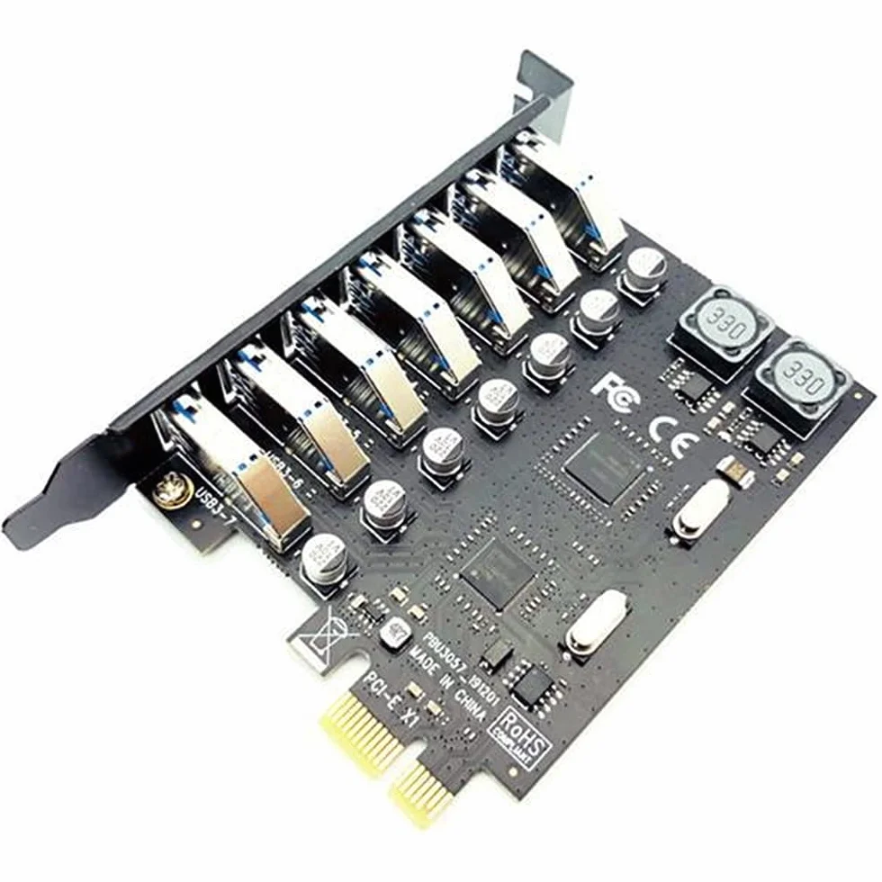 Adattatore PCI Express USB 3.0 PCI e un 7 Porte Scheda Adattatore di Espansione USB 3 Convertitore Controller USB3 PCIe PCI-E X1 (VIA)