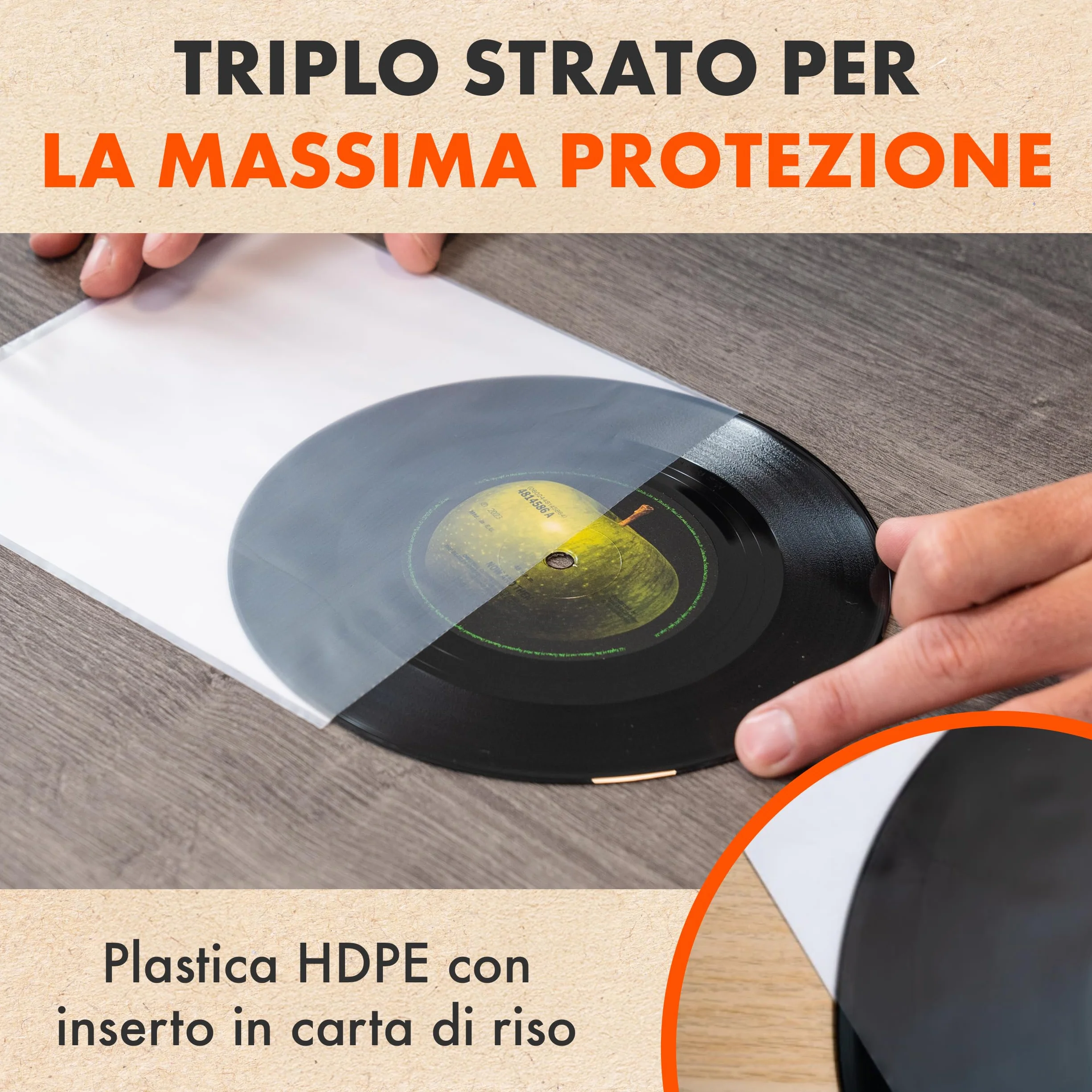 Spincare 50x 7 pollici Buste Vinili 45 Giri Interne | Audiophile buste per vinili antistatiche in HDPE qualità archivio per dischi 45 giri 7"