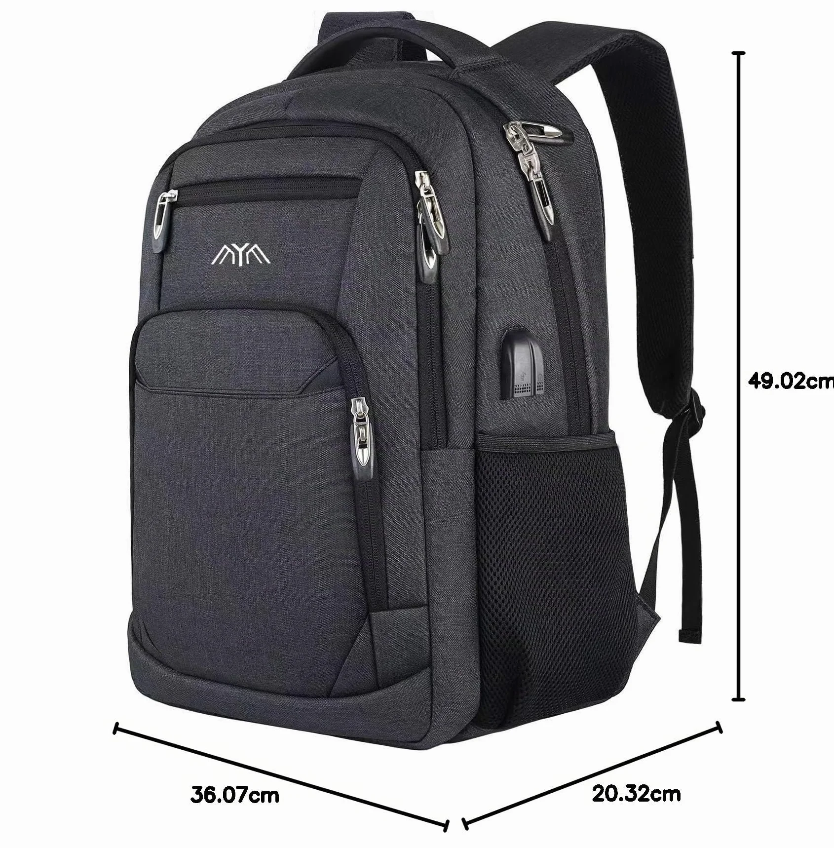 Zaino per scuola e laptop, per ragazzi, ragazze, adolescenti, uomini e donne, da giorno e per lavoro, zaino con USB