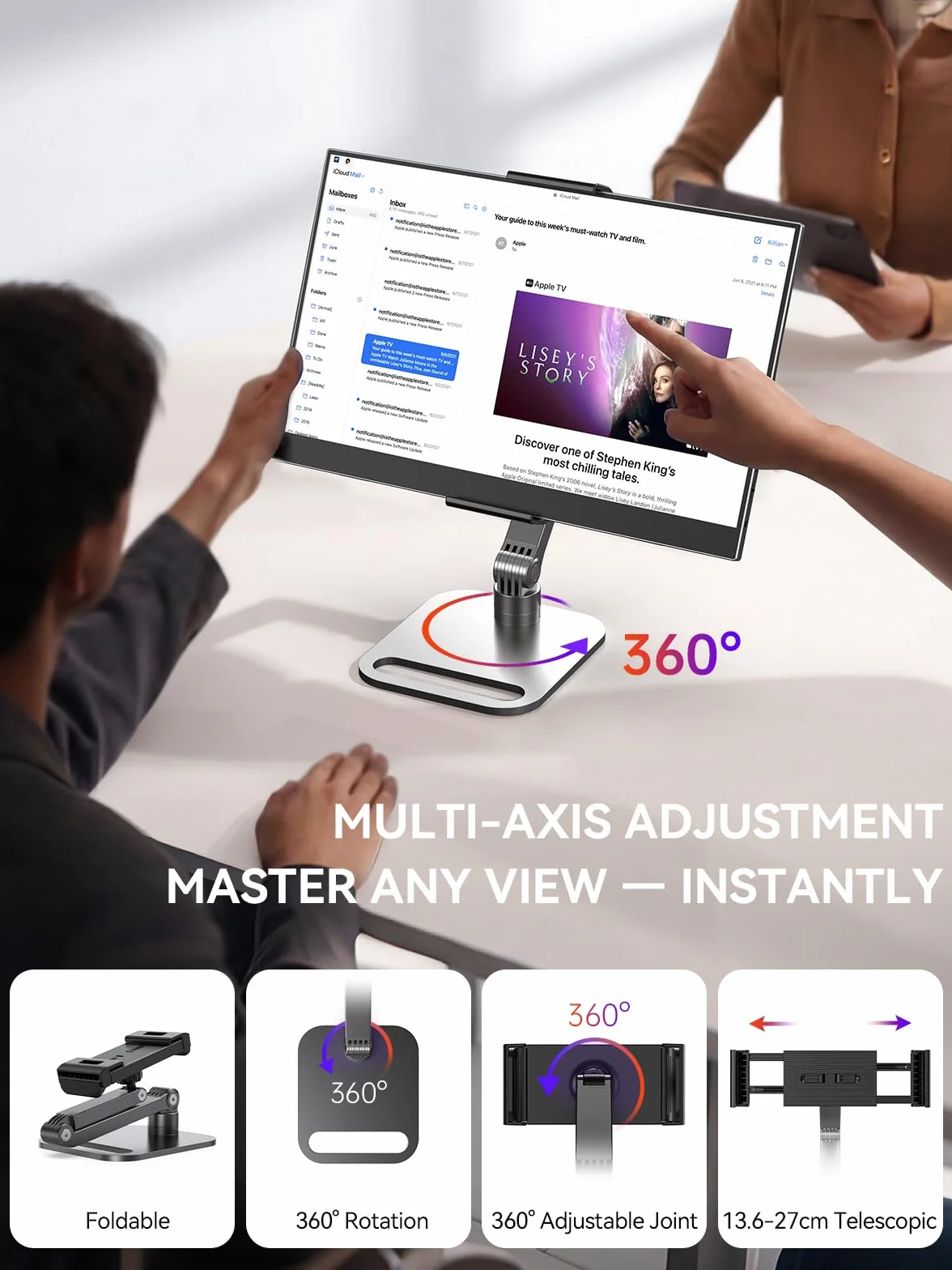UPERFECT Monitor Portatile 15.6" 125% sRGB Portabler Monitor con Supporto Pieghevole, 2000:1 Contrasto HDR EyeCare FHD Opaco Secondo Schermo Ultrasottile per Laptop/PC/Smartphone/Console di Gioco