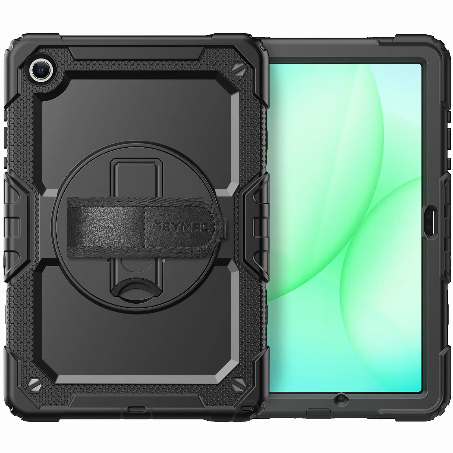 Seymac Custodia Samsung Galaxy Tab A11+ Plus 11" 2025 SM-X230/X235/X236 Antishock Protezione Schermo Supporto Girevole 360° Cinghia Mano Spalla Portastilo Nero