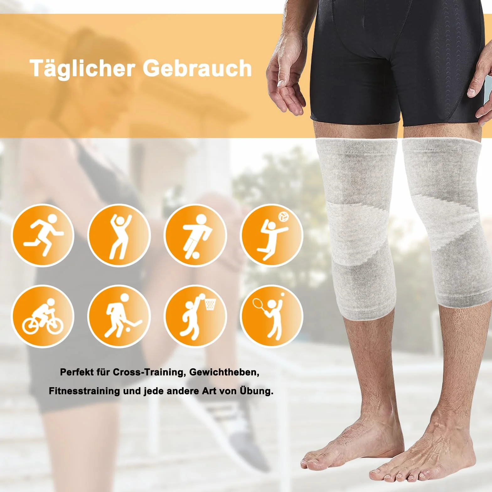 Zouwel Bendaggio al ginocchio in bambù 2 pezzi, ginocchiera sportiva con compressione per pallavolo e allenamento