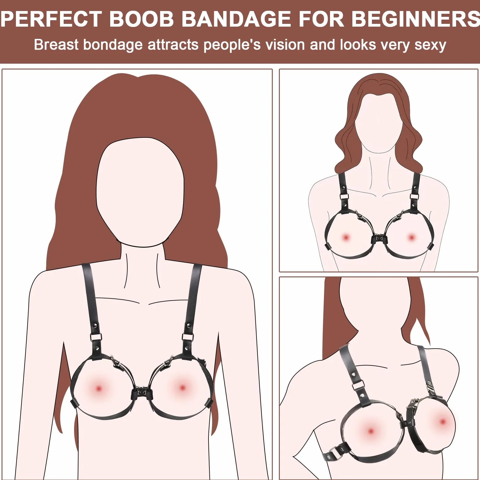 Kit Bondage Sex Toys, Donne Nero Cinturino in Pelle Lingerie Corpo Imbracatura Reggiseno, Bdsm Sex Toys per Giochi Sexy, Regolabile Sexy in Pelle per Feste Di, Camere da Letto, Notti in Lingerie