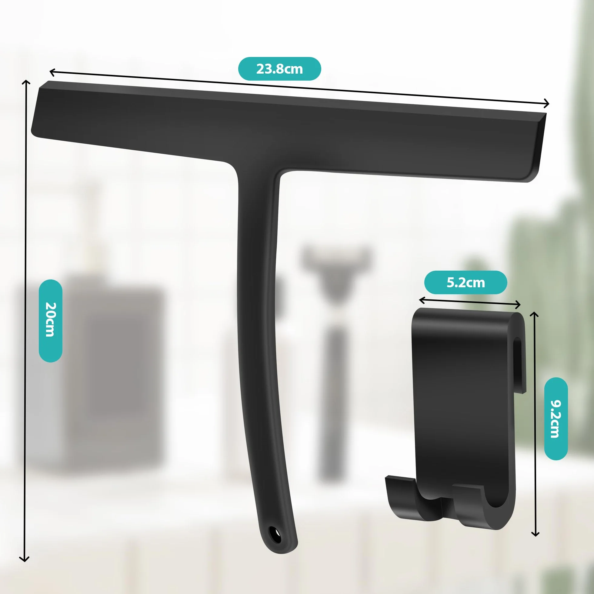 Tergivetro per Doccia in Silicone - Pulisci Vetri, Porte e Finestre - Senza Foratura con Supporto