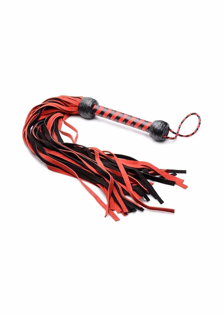 XR Brands Black Red Suede Flogger