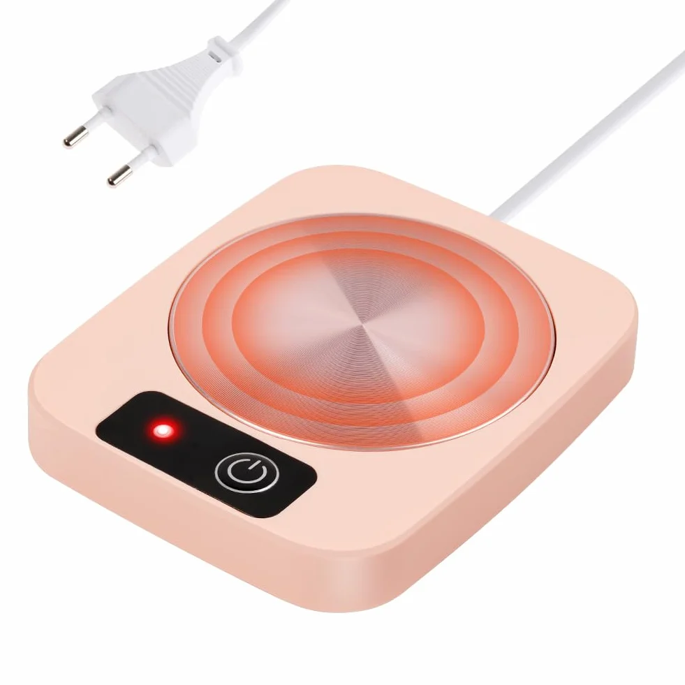 Scalda Tazza da Scrivania, 55℃ Scalda Tazza Elettrico Warm per Caffè Bevande Tè Scalda Latte 220V 16W Portatile Elettrico Scaldatazze Scalda Tazze Mini Cuscinetto Riscaldante per Tazze Ros