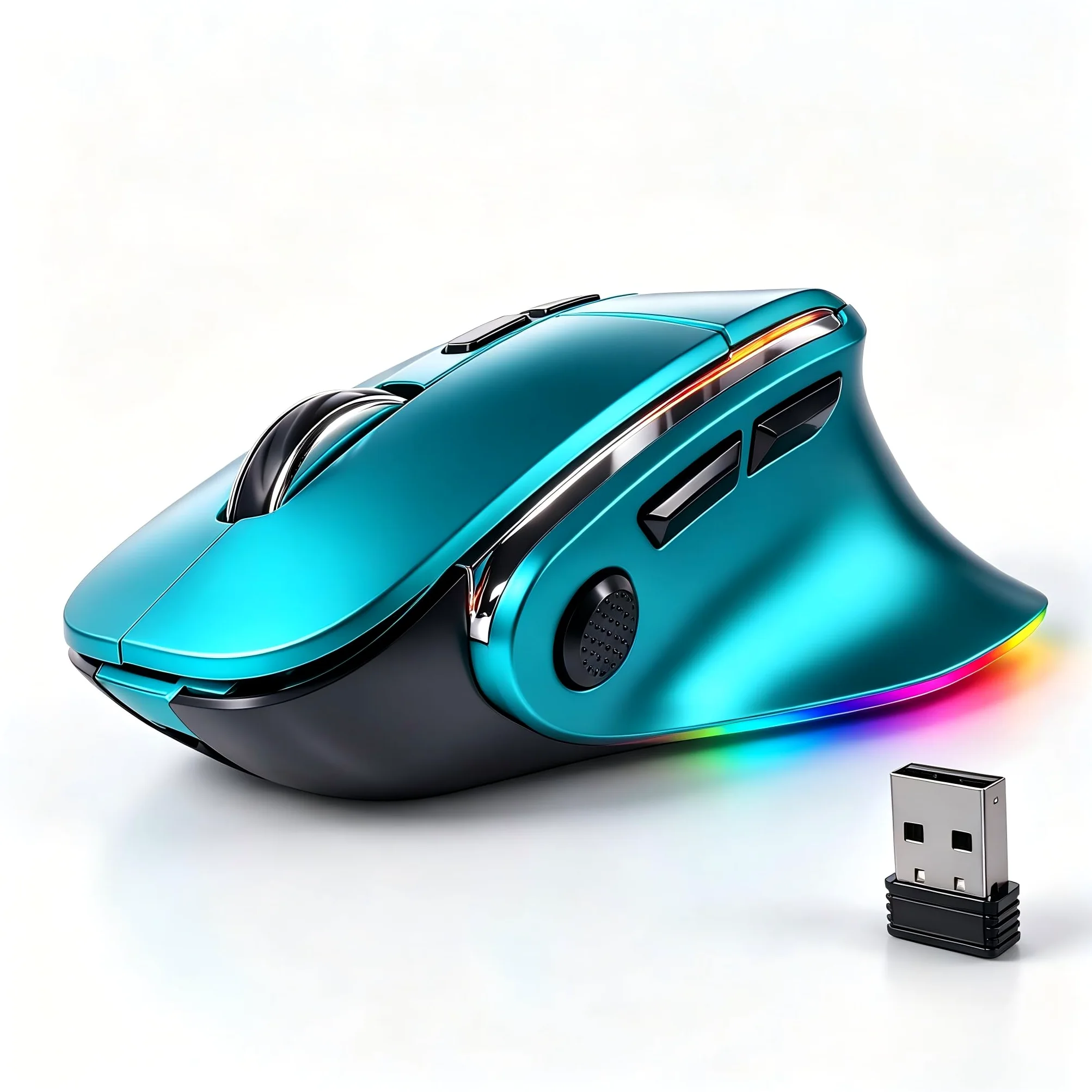 Mouse ergonomico, mouse verticale wireless Bluetooth, mouse ottico ricaricabile a LED, portatile (BT5.2 o USB 2,4 GHz), doppia modalità, 1000/1600/2400 DPI, 8 pulsanti per laptop, desktop, PC, Macbook