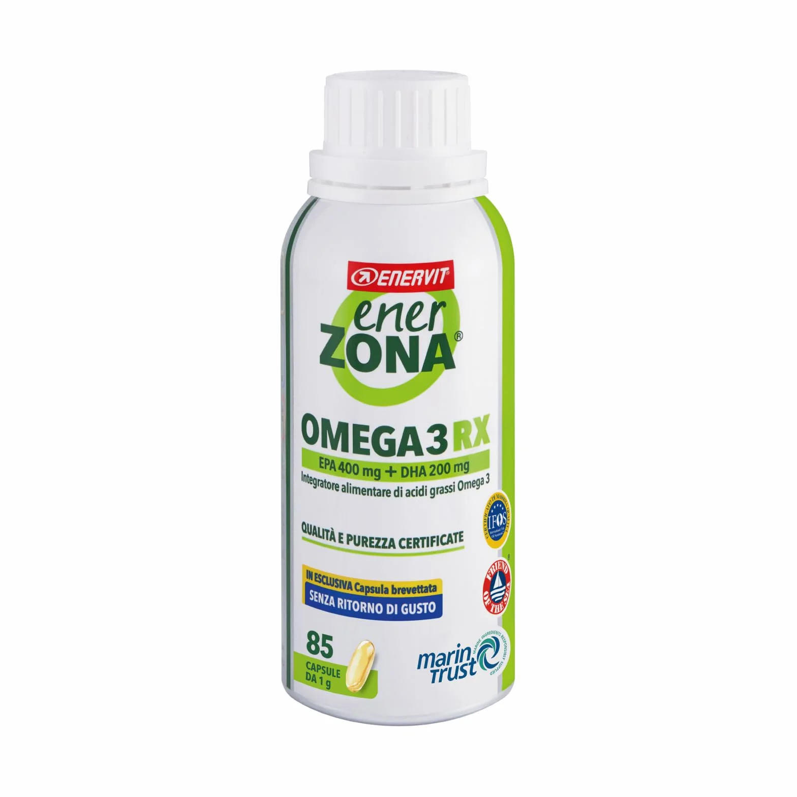 Enervit Enerzona Omega 3 RX 85 Capsule 1g Integratore IFOS Acidi Grassi Cuore Vista Cervello Olio di Pesce 1000mg Senza Glutine