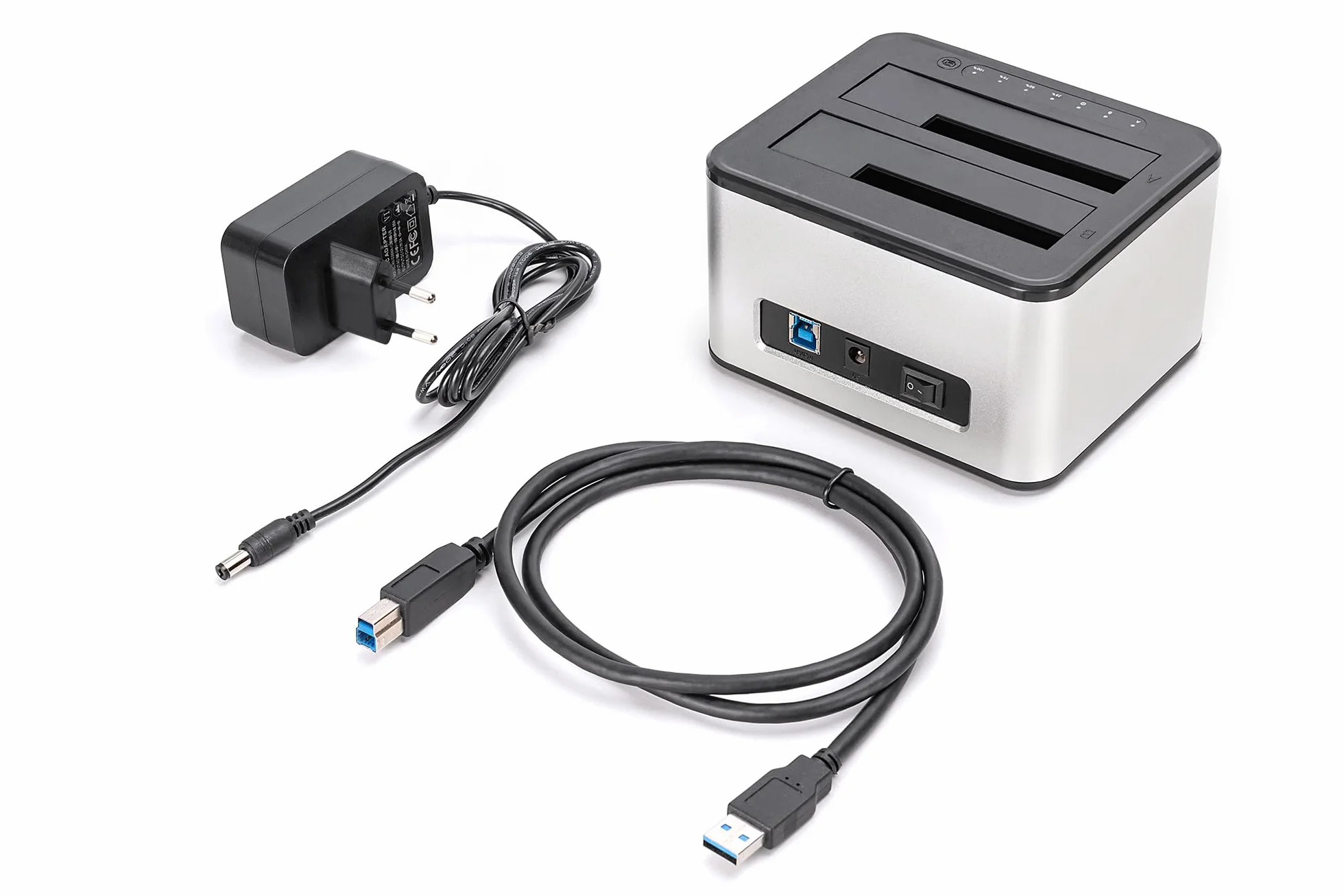 DIGITUS DA-71540-2 Docking Station SATA HDD Duale USB 3.0 per SSD e Hard Disk 2,5"/3,5" SATA 3 Funzione di Clonazione Grigio
