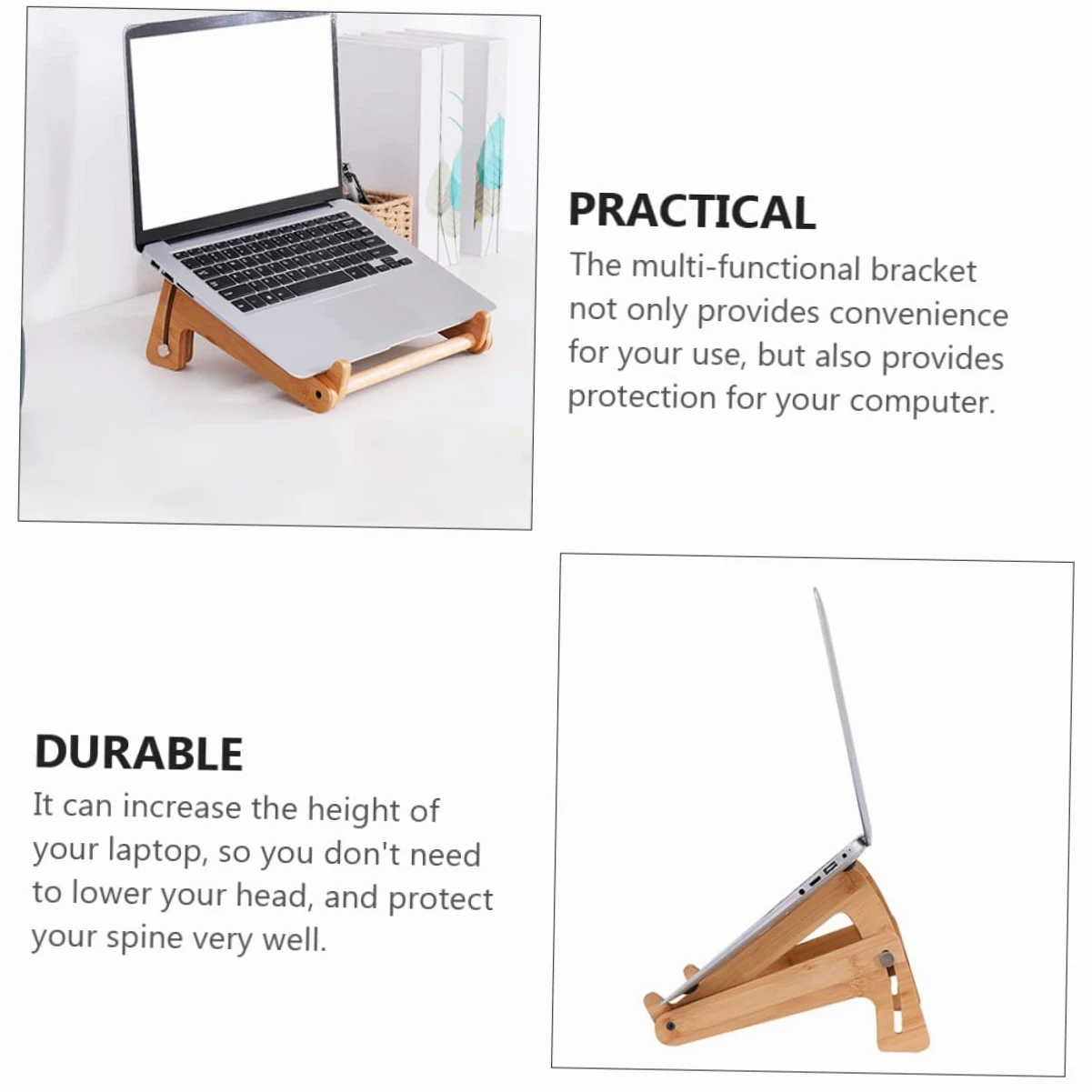 1 Pc Supporto Per Computer in Legno Porta Computer Portatile in Legno Scrivania Supporto Per Computer Pieghevole Porta Tablet Portatile Bambù Computer Portatile Desktop Regolabile
