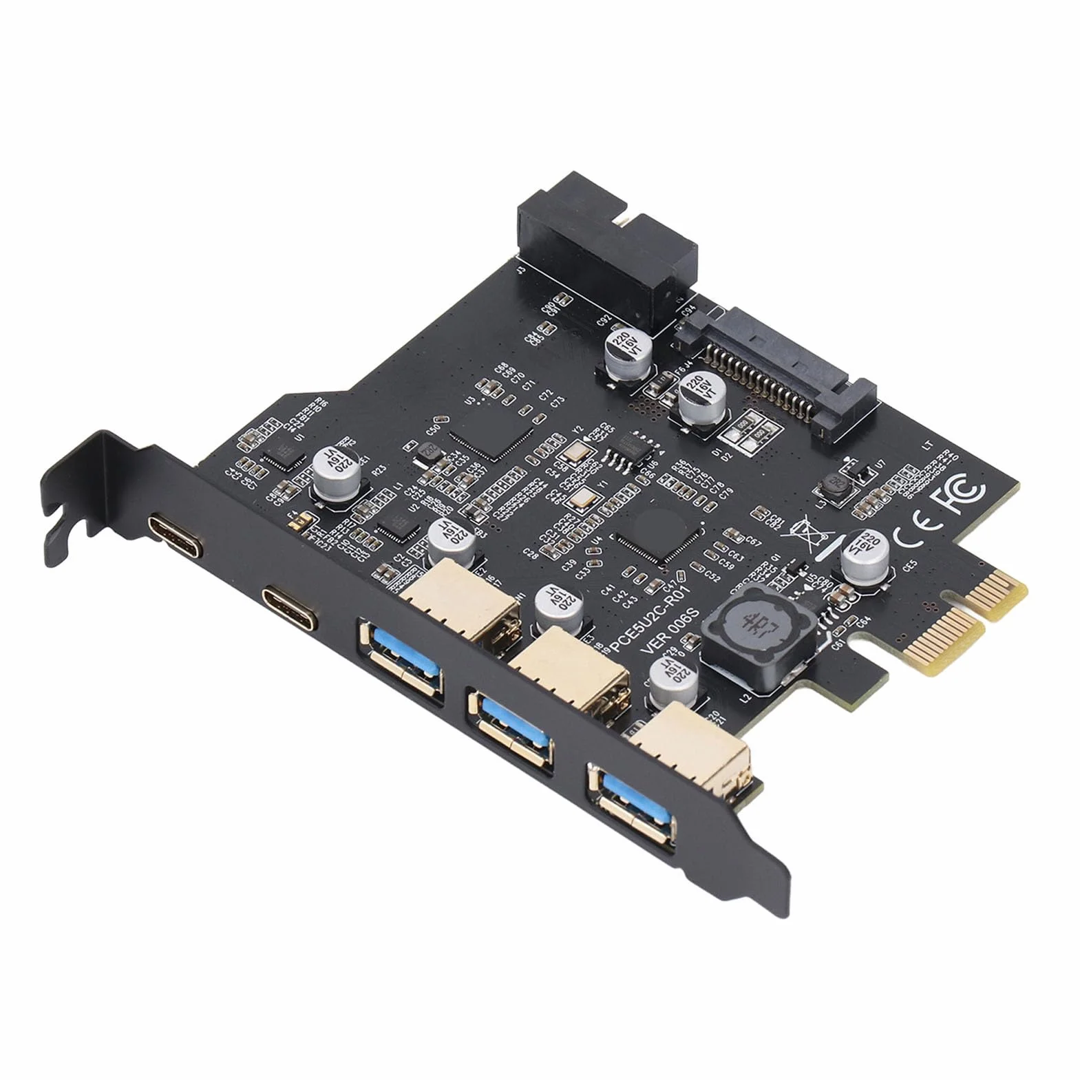 Scheda PCIe a USB 3.2 Gen 2, scheda di espansione PCI Express da 20 Gbps con 3 porte USB e 2 porte di tipo C PC Hub USB interno per Linux per OS X