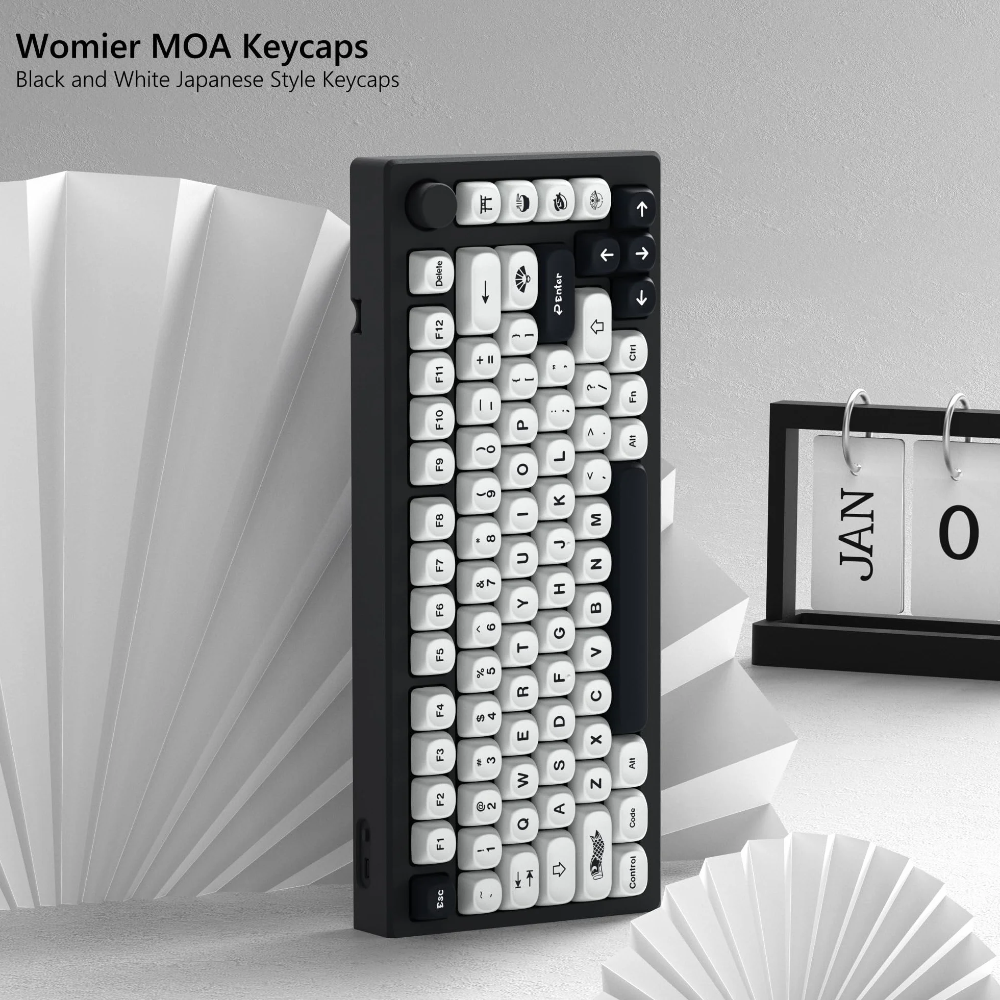 Womier MOA Keycaps, PBT Keyboard Keycaps for Mechanical Keyboard, Custom Cute Key caps Set Dye-Sublimation for 60% 65% 75% 100% Percent Cherry MX - Japanese Style