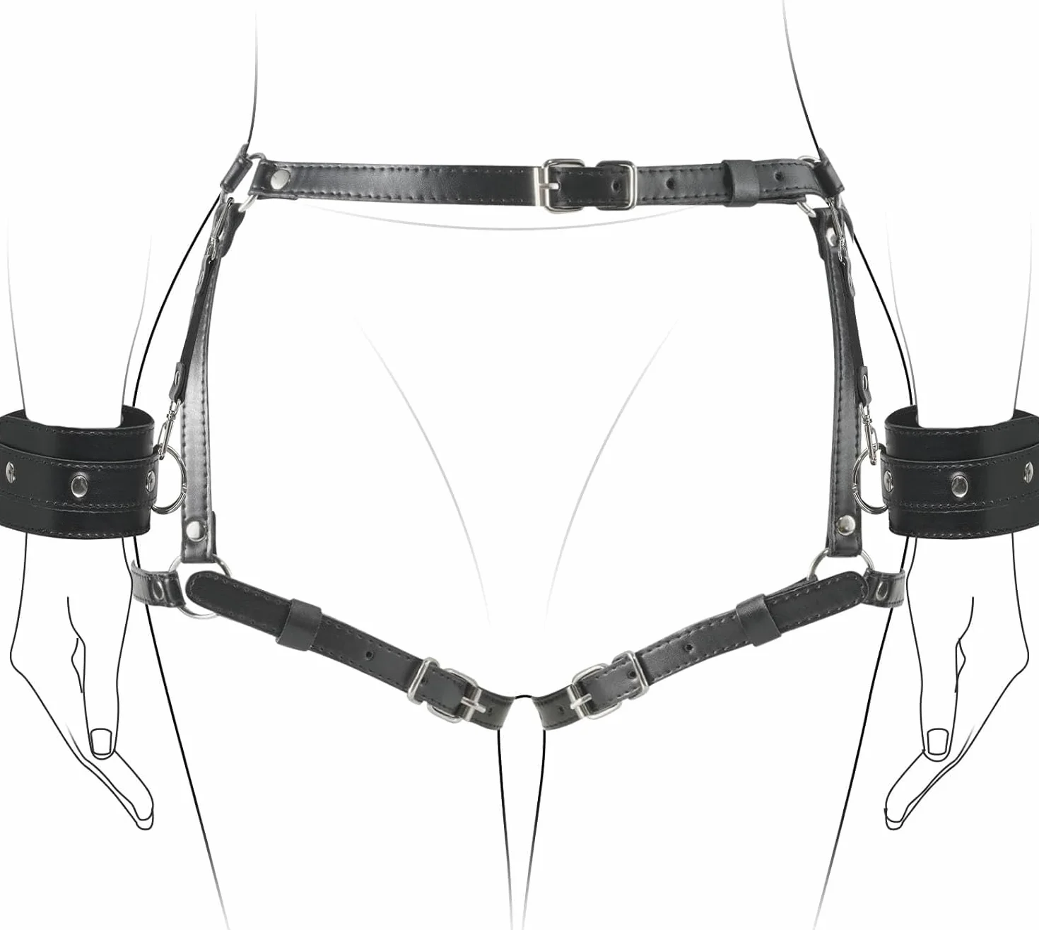Cordon regolabile in PU per gambe e manichetta accessori punk