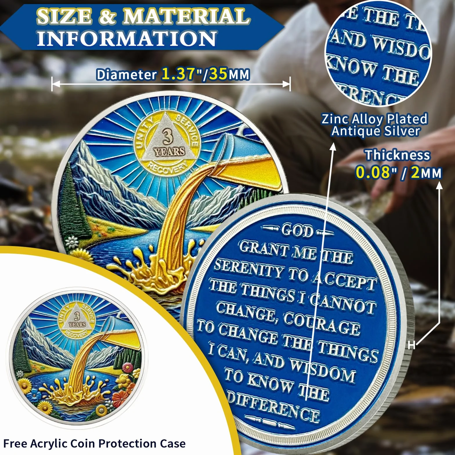 Sobriety Coin Addio Alcol Sobrietà Chip Alcolisti Medaglione Anonimo Preghiera Monete Recupero Gettone Anniversario Regali Sobrii