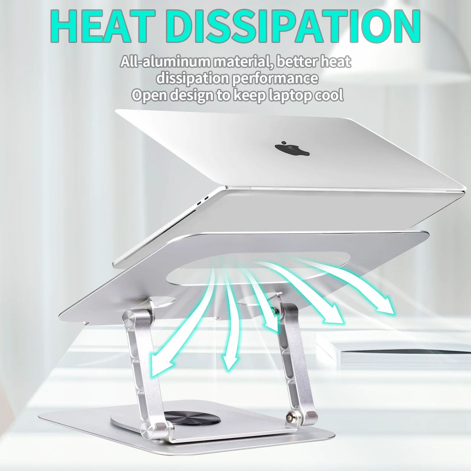 Supporto Monitor Scrivania - Supporto in Lega di Alluminio con Rotazione di 360 Gradi per PC Pieghevole, Regolabile in Altezza e Angolazione, Compatibile con iPad, Laptop e Tablet Sotto i 17 Pollici.