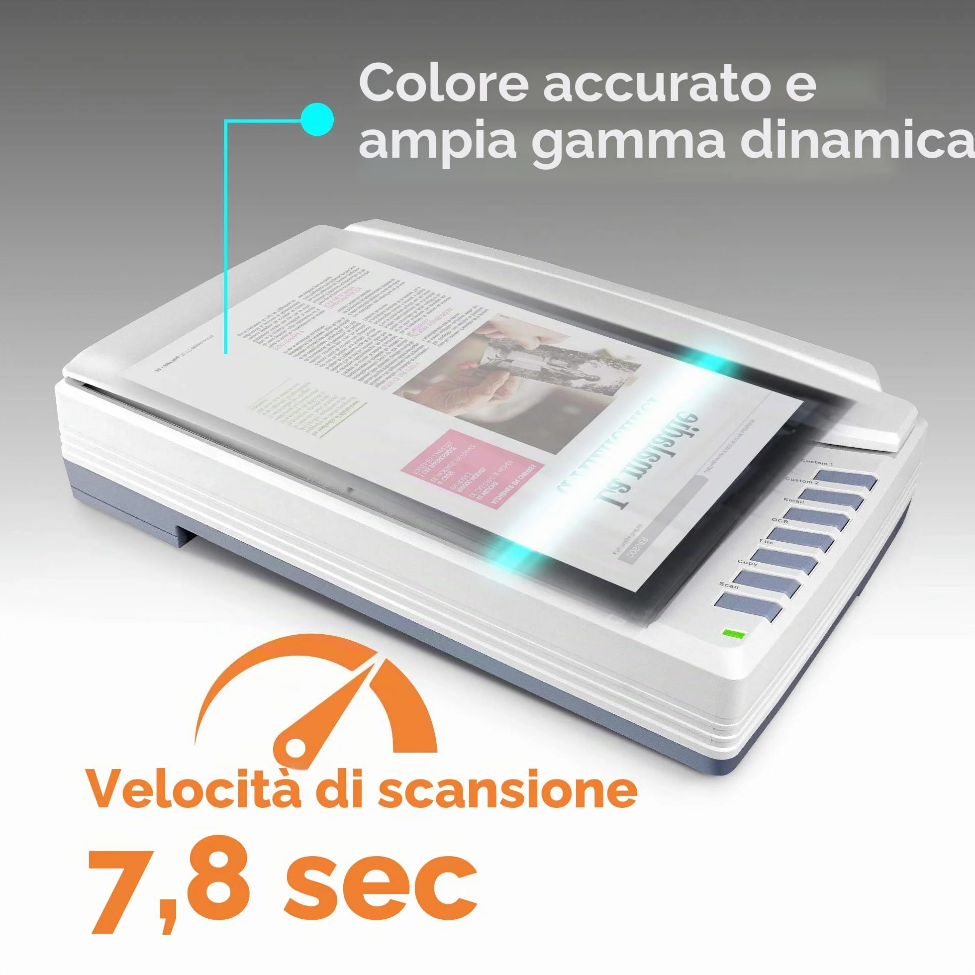 Plustek OpticPro A320E Scanner piano CCD A3 800 dpi ICA Twain Win Mac