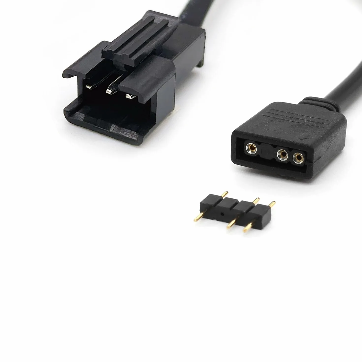 RUNCCI-YUN 5 pezzi 1 a 1 Cavo splitter ARGB di Estensione 5V 3 Pin Femmina a JST SM 3 Pin Maschio,ARGB Prolunga Ventola Cavo per ventole RGB, strisce LED(nero)