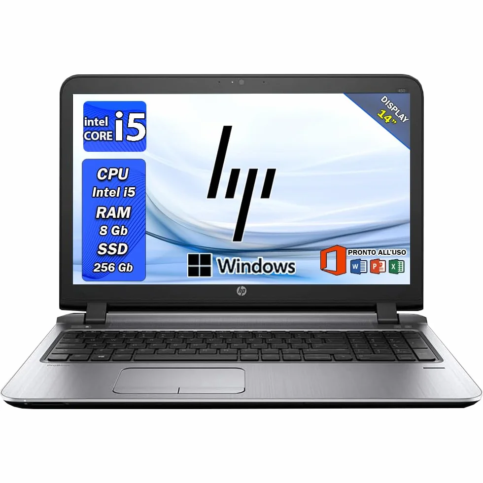 HP ProBook Notebook Intel Core i5 8GB RAM 256GB SSD 14" Windows 11 Pro Ricondizionato