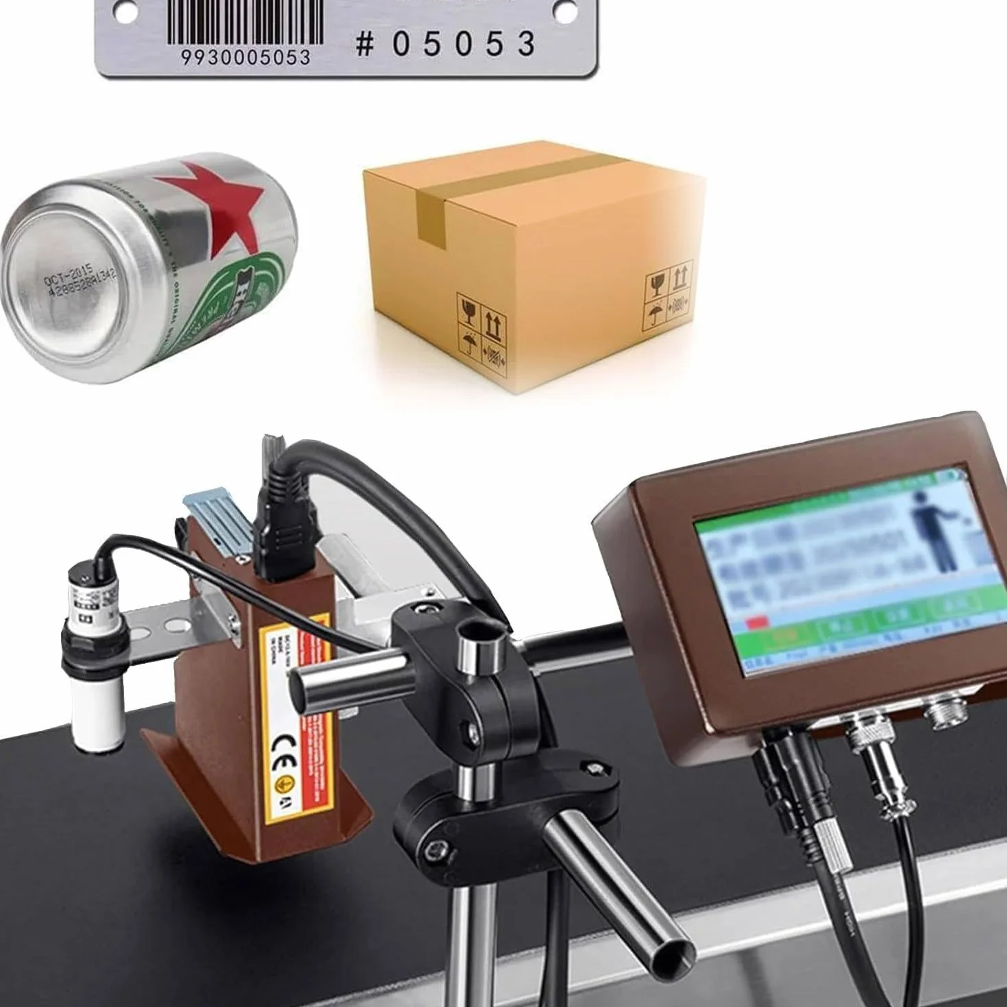 Stampante a Getto D'inchiostro Industriale, Macchina per La Codifica a Getto D'inchiostro Automatica, Codificatore a Getto D'inchiostro per La Stampa Di Testo,Numeri,Data Produzione 12.7mmWidth-Black