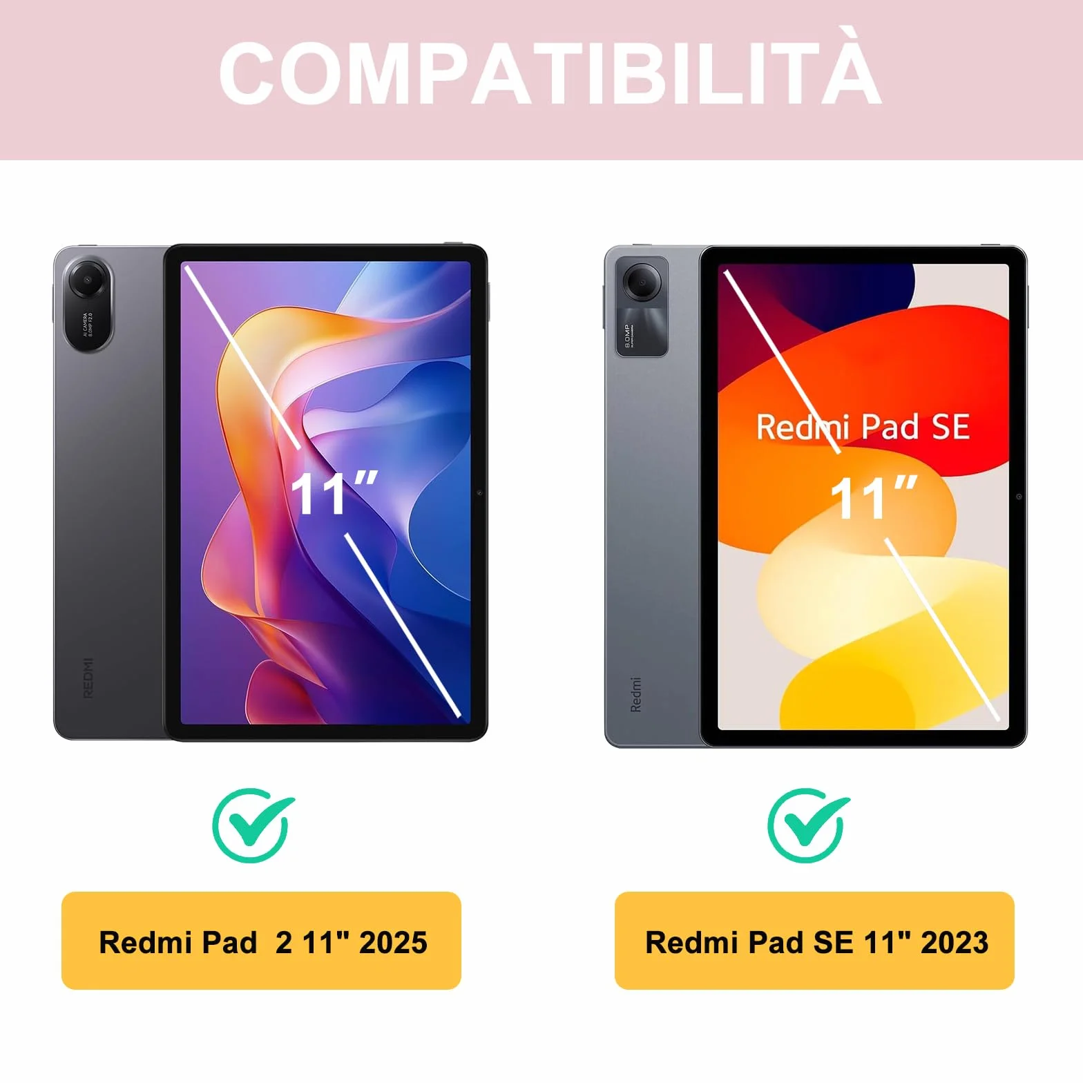 JADEMALL Custodia con Tastiera per Redmi Pad 2 11" 2025, Italiano QWERTY Tastiera Bluetooth Magnetica Staccabile per Redmi Pad 2 11 Pollici 2025, Rosa