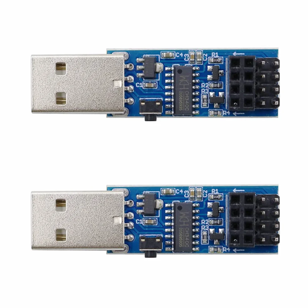 2PCS USB a ESP8266 Modulo Adattatore ESP-01 Prog ESP-01S Programmatore Downloader CH340C Driver con pulsante di reset, facile da usare