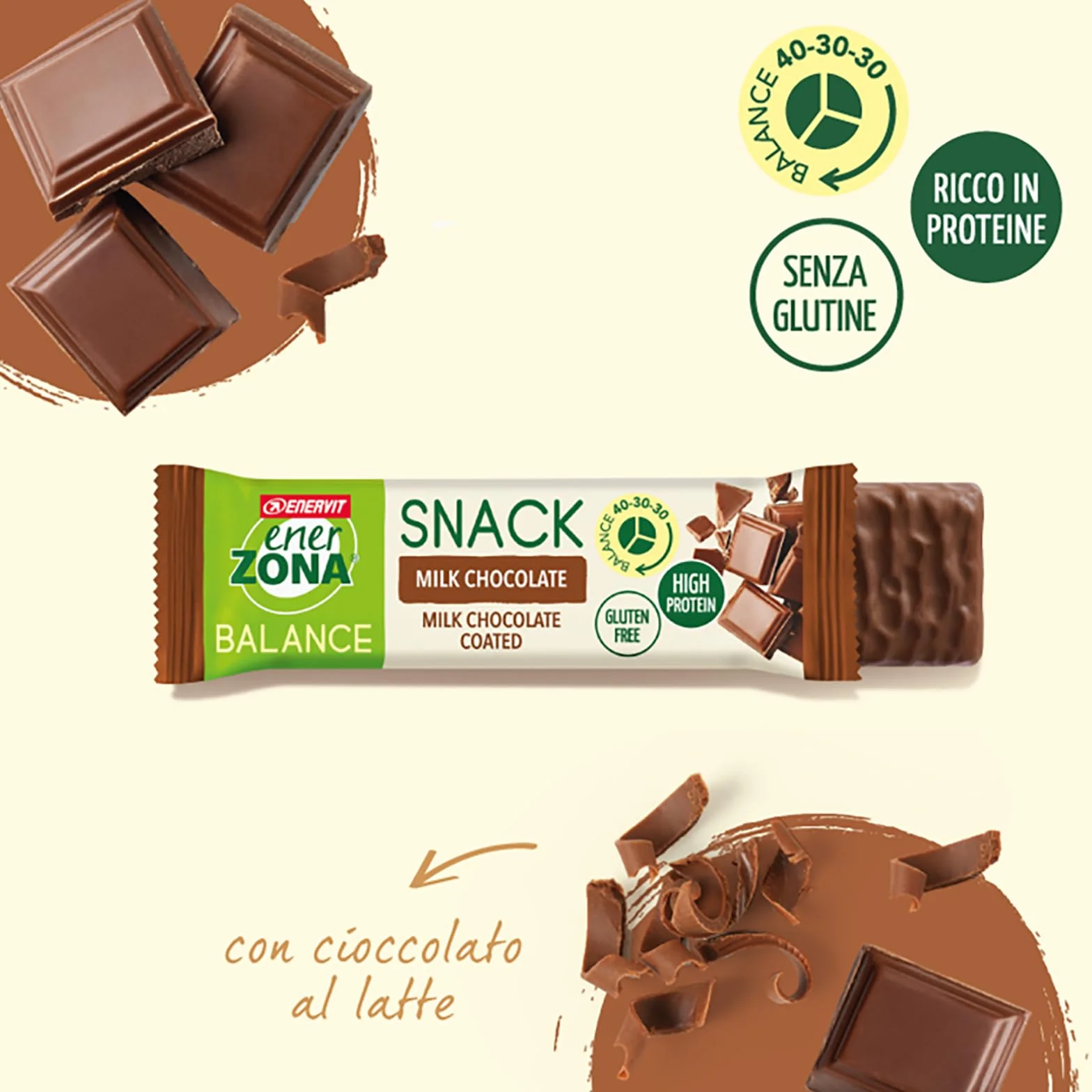 Enervit Enerzona Protein Snack 40-30-30 Variety Pack 5pz Pistacchio + 5pz Cioccolato al Latte Barrette Proteiche