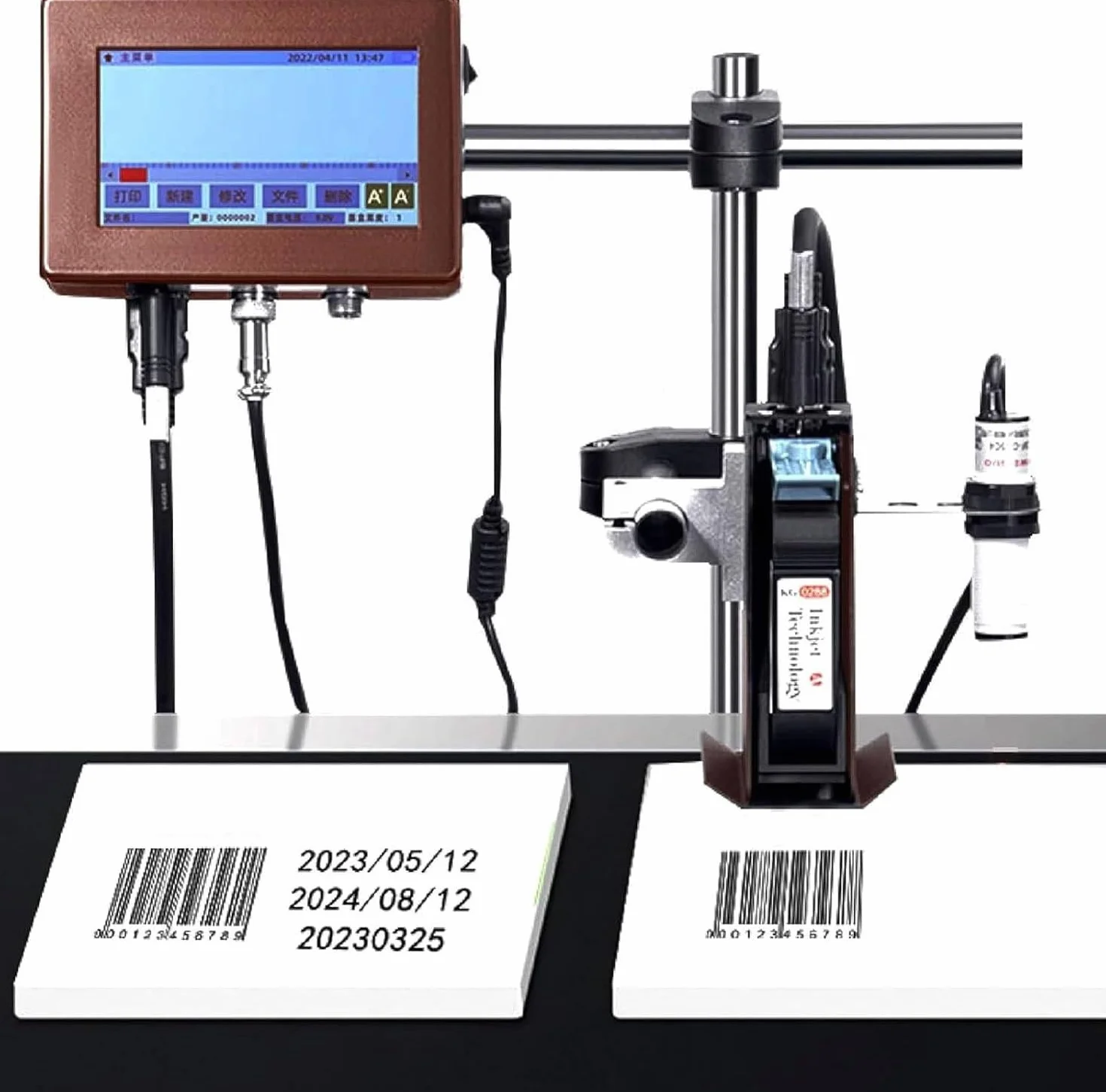 Macchina Di Codifica Automatica, Codificatore a Getto D'inchiostro in Linea, Codificatore Di Date, Stampante a Getto D'inchiostro Industriale per Data/Lotto/Codice Qr/Codice a Barre 25.4mmWidth-Black