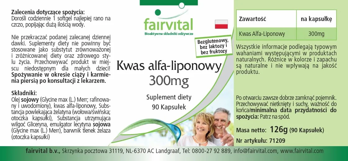 Fairvital Capsule di Acido Alfa Lipoico 300 mg 90 Softgel Alto Dosaggio