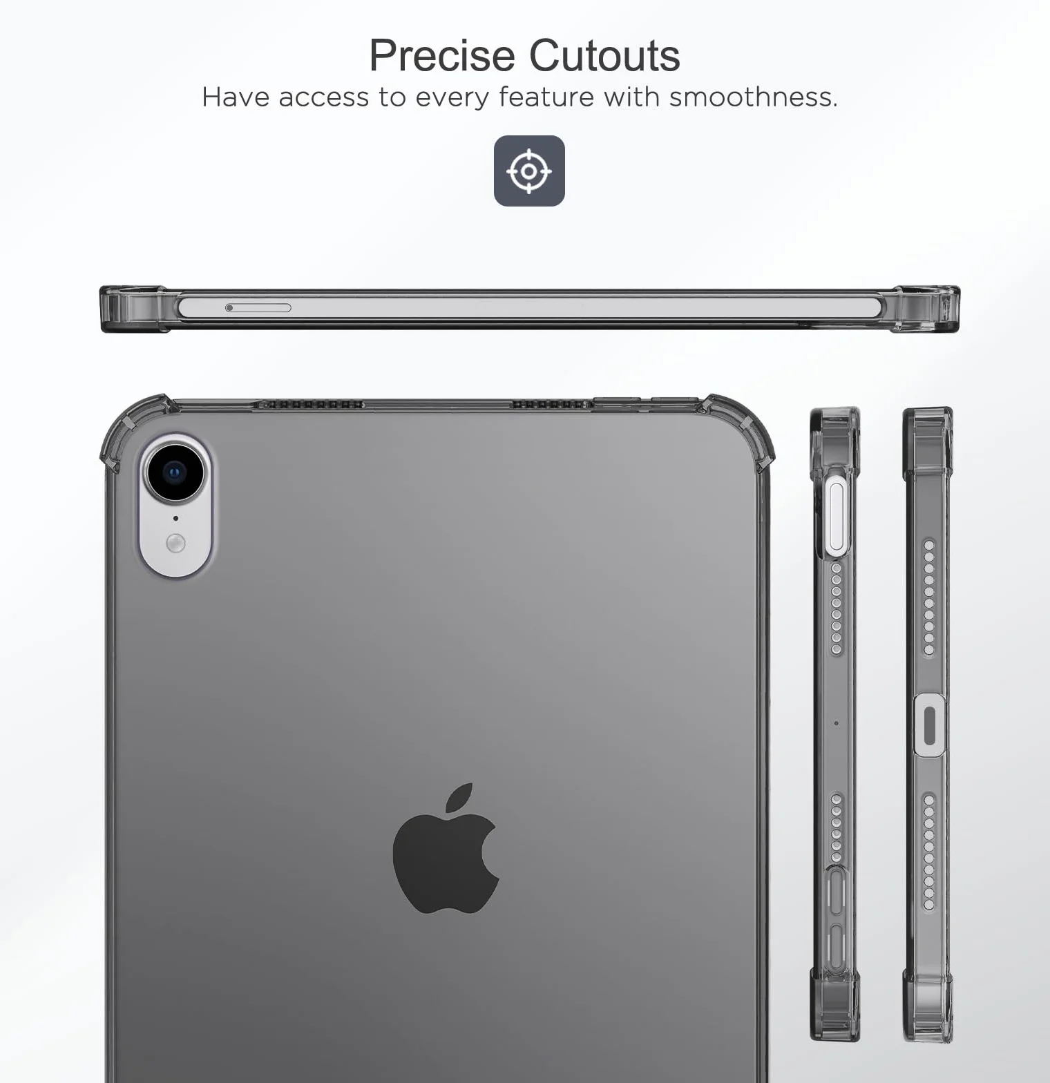 MoKo Custodia per iPad Mini (A17 PRO), iPad Mini 7a/6a Gen. 8,3 Pollici (2024/2021) Cover Sottile e Leggera in TPU Morbido Custodia Protettiva Morbido TPU Trasparente Antiurto Tablet Cover, Nero