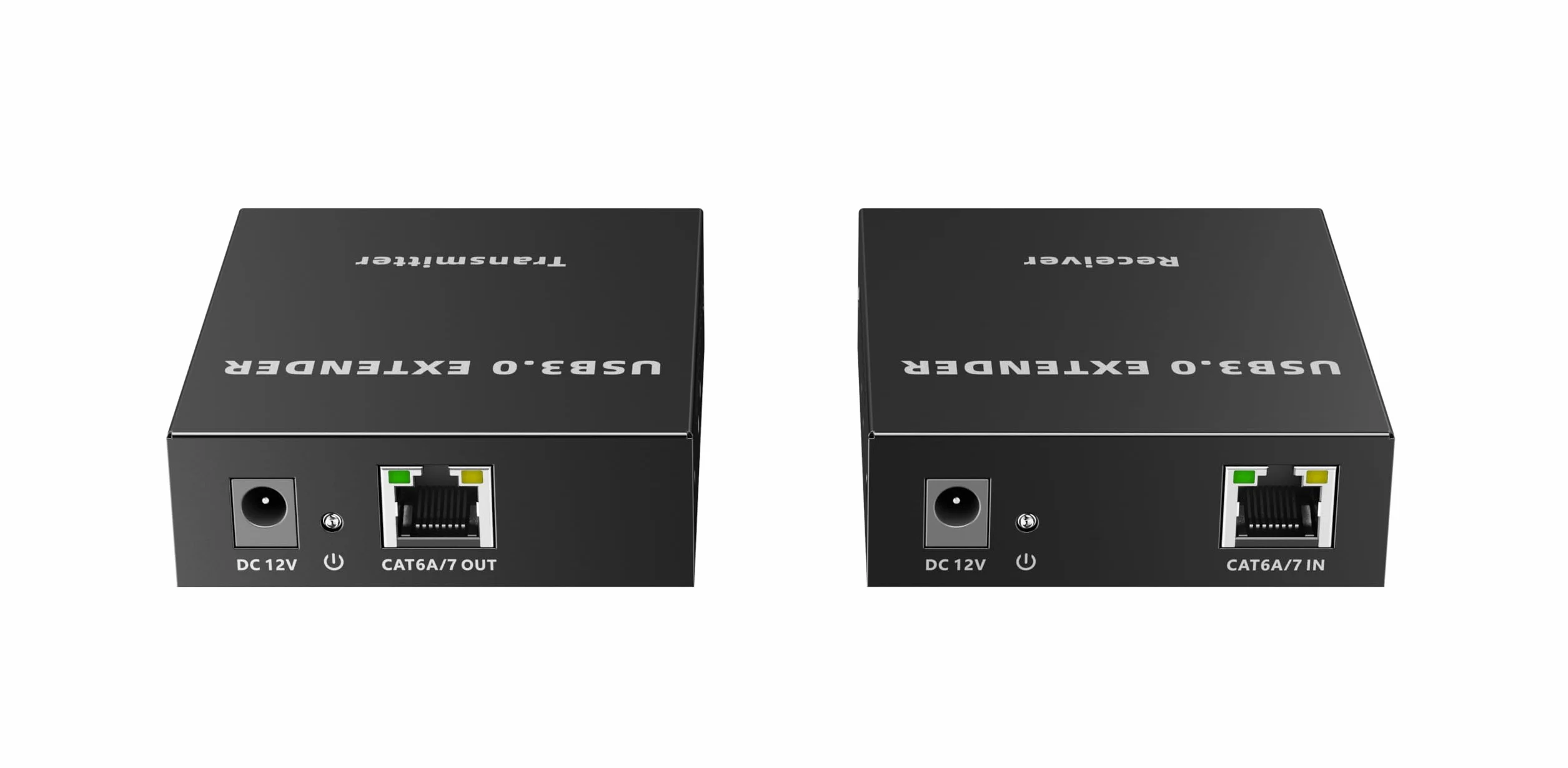 PremiumCord Extender USB 3.0 A 4 Porte Su Cat5E/Cat6/Cat6A Fino A 100 m, 5 Gbps, RJ45, Ethernet, Custodia In Metallo, Nero