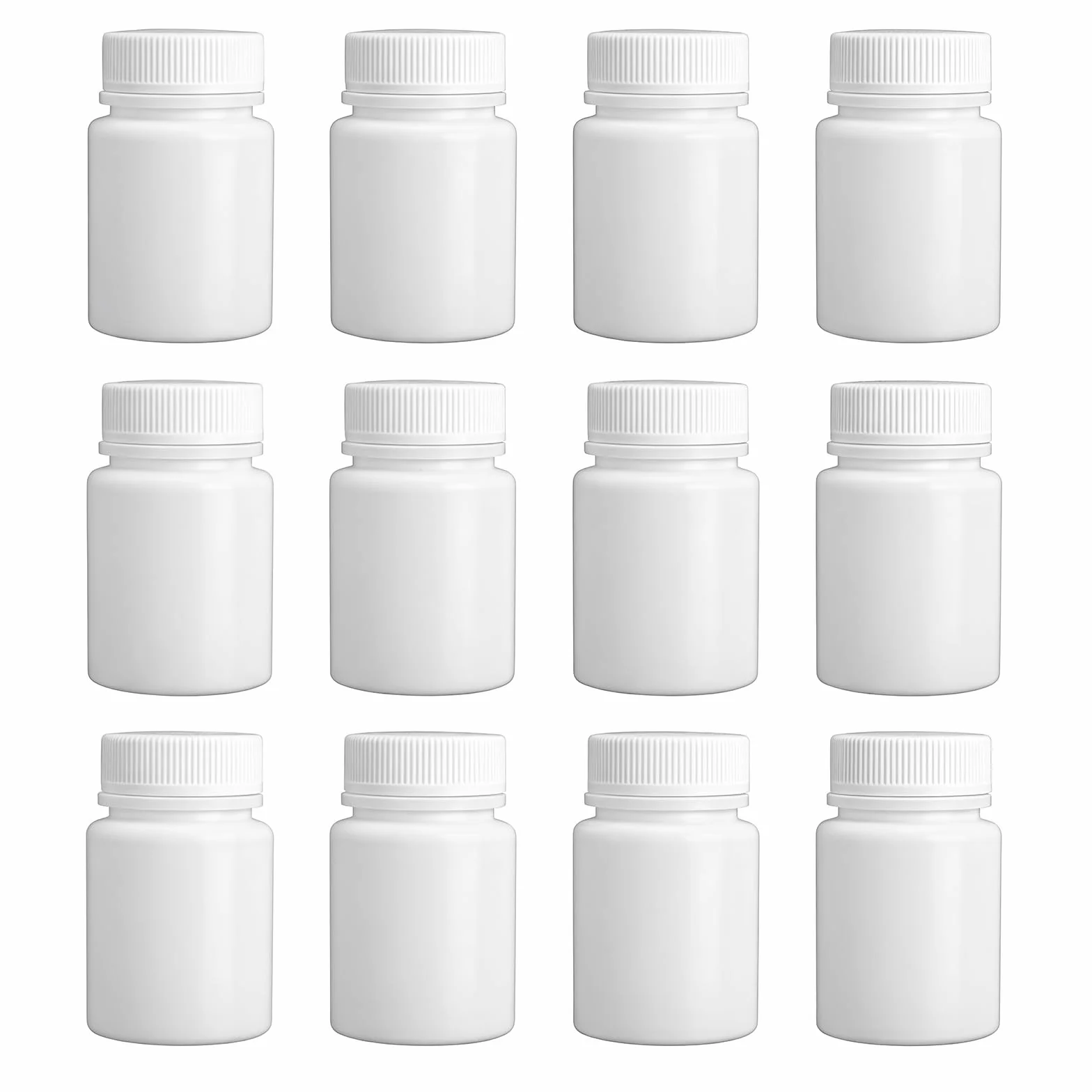 Flaconi dispenser rotondi in plastica per pillole, bianco, 12 sztuk