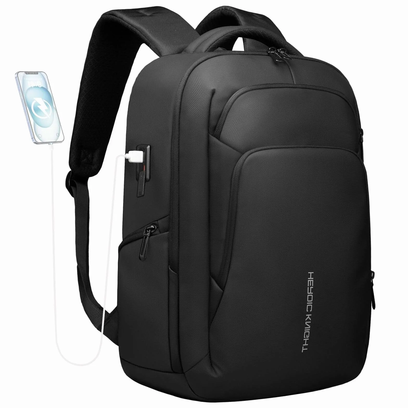 Zaino Uomo per PC 17,3 Pollici con Porta USB-C e USB-A, Zaino Antifurto Impermeabile 24-28L Leggero per Ufficio, Università, Lavoro, Viaggio e Uso Quotidiano – Nero