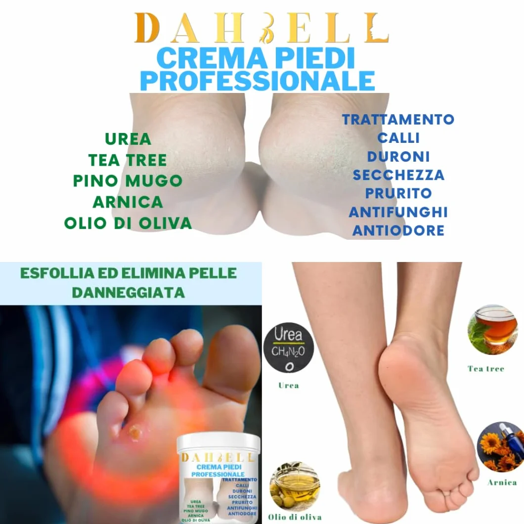 Crema piedi secchi e screpolati con urea extra idratante per rimozione calli e duroni
