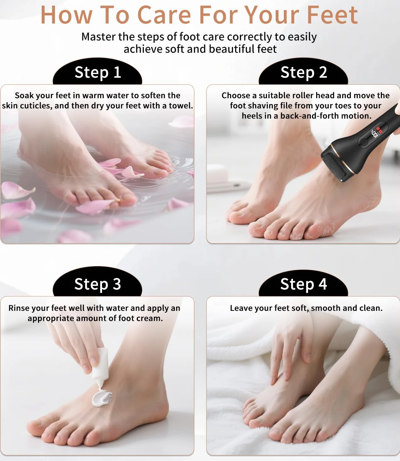 Set Pedicure Elettrico Professionale 18 Pezzi, Raspa Piedi con 3 Rulli Ricambio e 2 Velocità, Kit Rimozione Calli Talloni Screpolati