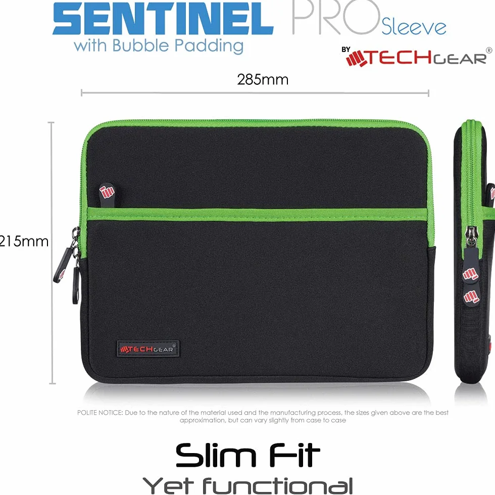 TECHGEAR Custodia Cover - Copertina protettiva manicotto in neoprene Sottile con interno antiurto bolle per il nuovo iPad Air 2019, Apple iPad 9.7", iPad Pro 11", iPad Pro 10.5", Air 2, iPad 4 - Verde