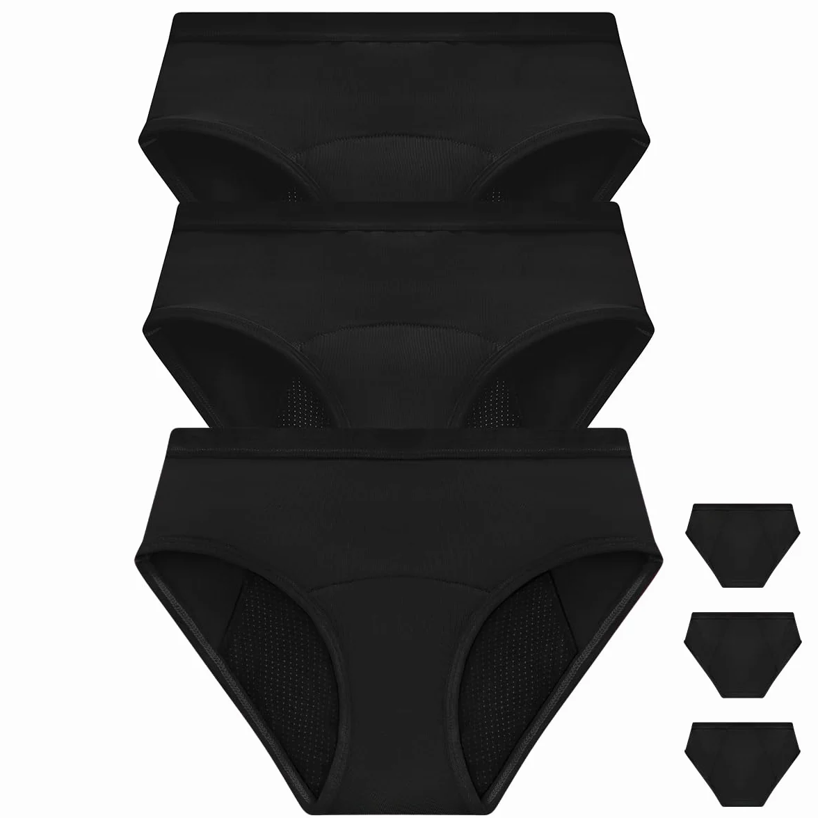 Mutande Mestruali in Fibra di Bambù per Ragazze - Assorbimento a Nido d'Ape, Traspiranti, Antibatteriche - Ecologiche e Riutilizzabili - Set di 3