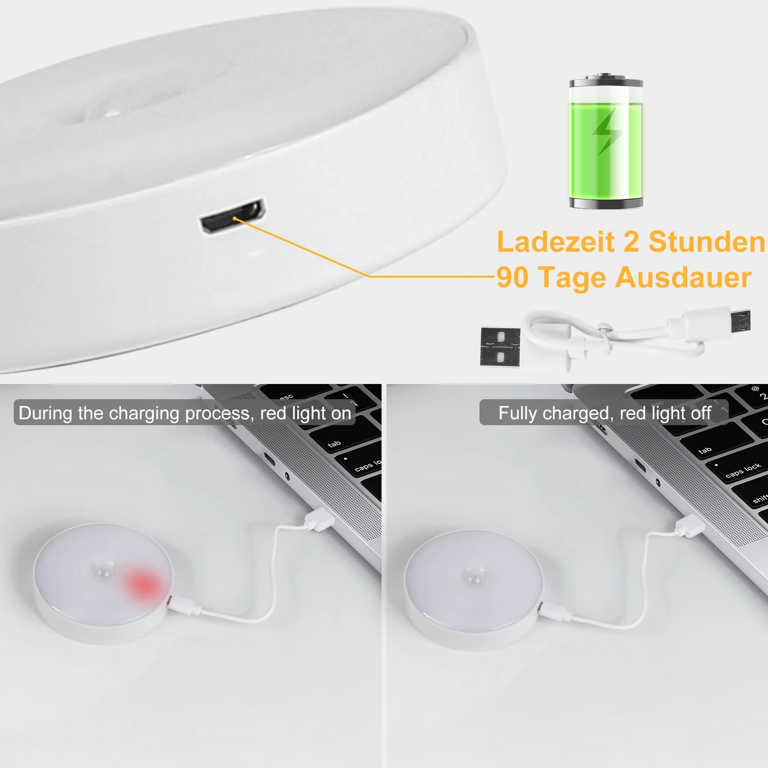 6 Pezzi 8 LED Luce Notturna LED Ricaricabile USB, Luce Wireless con Sensore di Movimento, Luce Notturna Automatica, con Striscia Magnetica o Stick-on, Perfetti per Armadio, Corridoio, Scale, ecc (A)