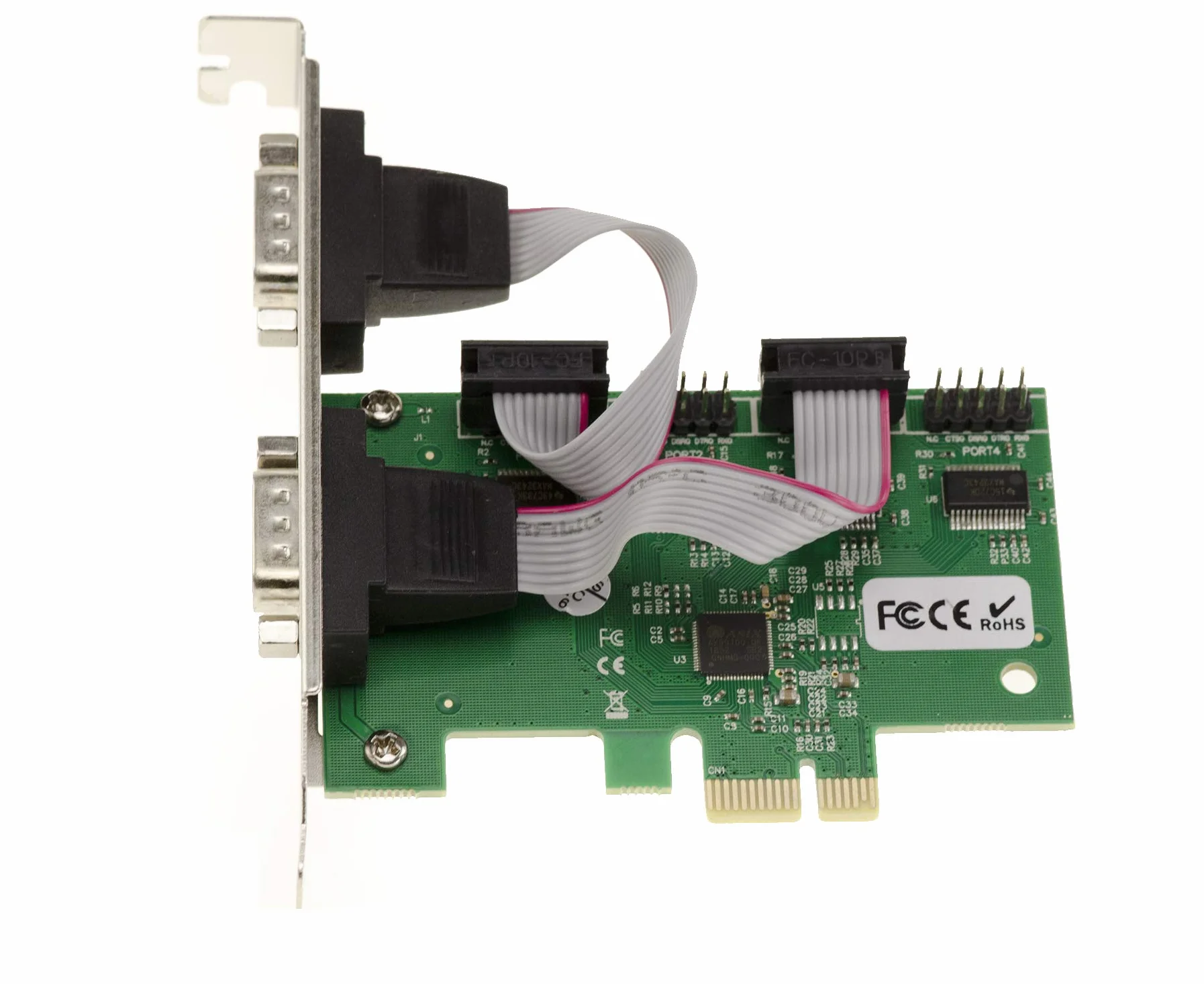 KALEA-INFORMATIQUE Scheda controller PCI Express PCIe Serial RS232 a 4 porte con chipset ASIX AX99100. con staffe a basso e alto profilo
