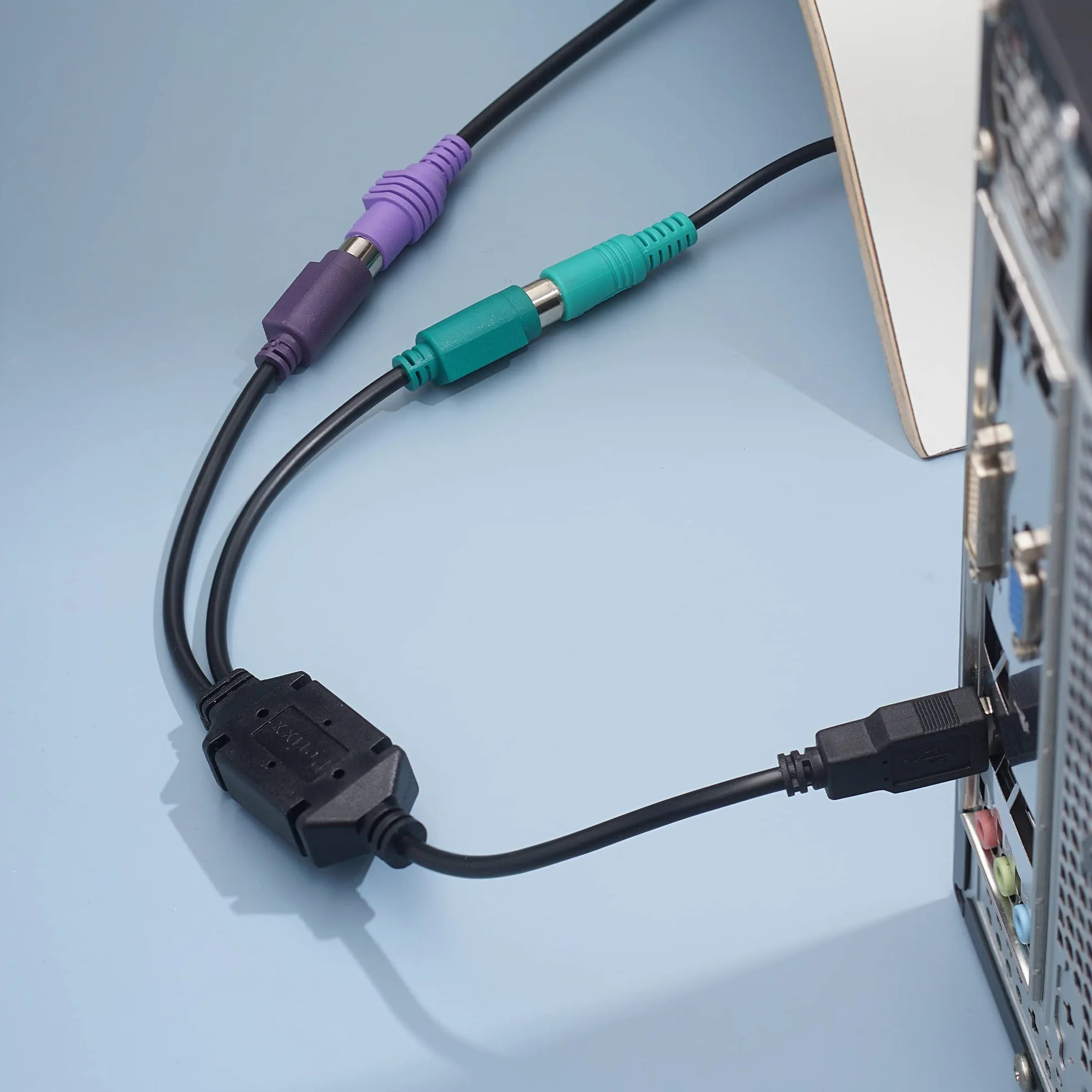 Perixx PERIPRO-401 Cavo da PS2 a USB, per tastiera e mouse con interfaccia PS2, supporta lo switch KVM, con USB IC integrato