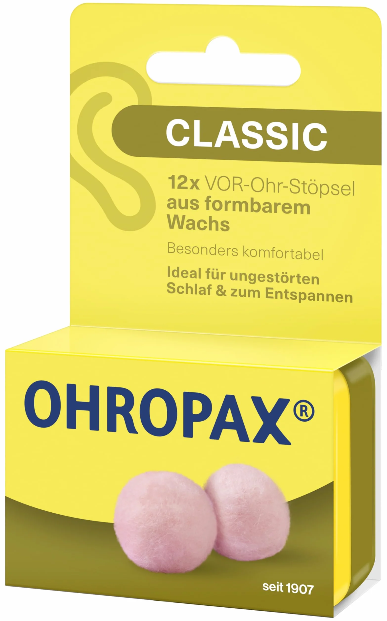 OHROPAX Classic tappi per orecchie cera malleabile protezione rumore SNR 21 dB 12 pezzi