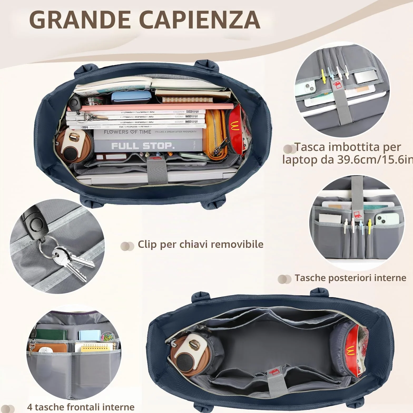 RAINSMORE Borsa Lavoro Donna per Insegnante Infermiera Grande Borsa Porta PC Università con Tasca Isolata per Ufficio Università Scuola
