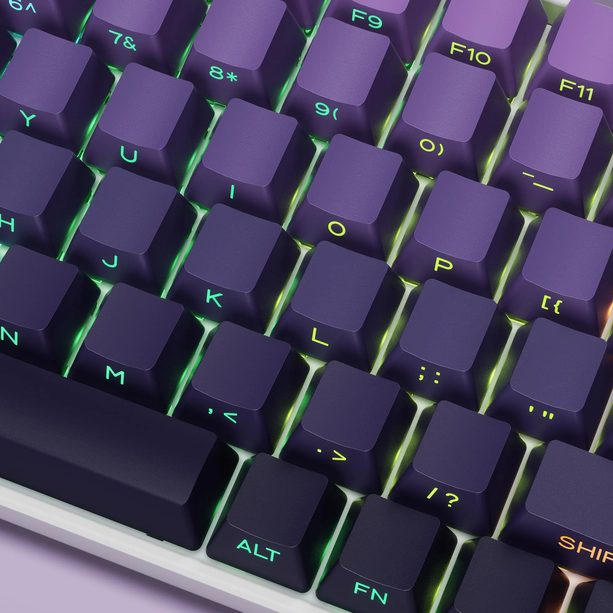XVX Side Print Keycaps, Shine Through Double Shot PBT Keycaps, Custom Key caps 60 65 75 100 Percent, Gradient Purple 136 Keys Set, OEM Profile, Minimalist Style for Cherry Gateron MX Switches Keyboard