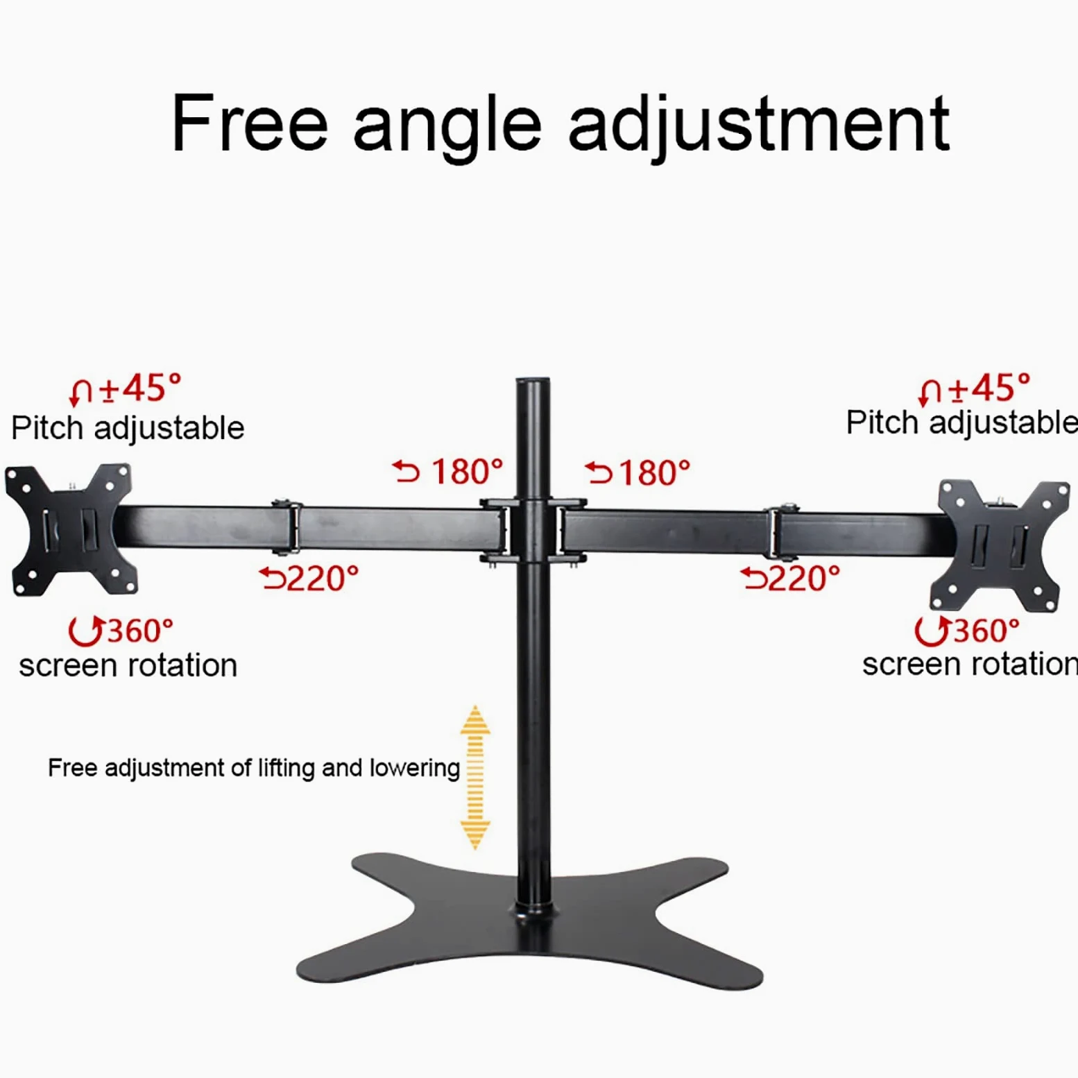 Supporto per Doppio Monitor, Robusto Supporto da Scrivania con Bracci Completamente Regolabili per 2 Schermi Fino A 32 Pollici, Facile da Installare.
