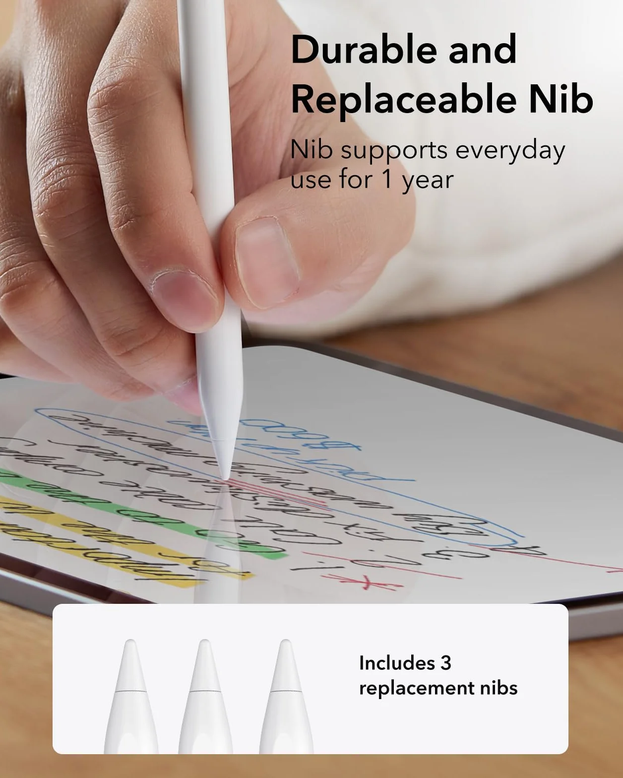 ESR Penna per iPad 2018-2025, Sensibilità all'inclinazione, Tecnologia Palm Rejection, Pencil Stilo per iPad 11th(A16)/10th Generation, Air 11"/13", Pro 11"/12.9"/13",Mini 6/5, Bianco