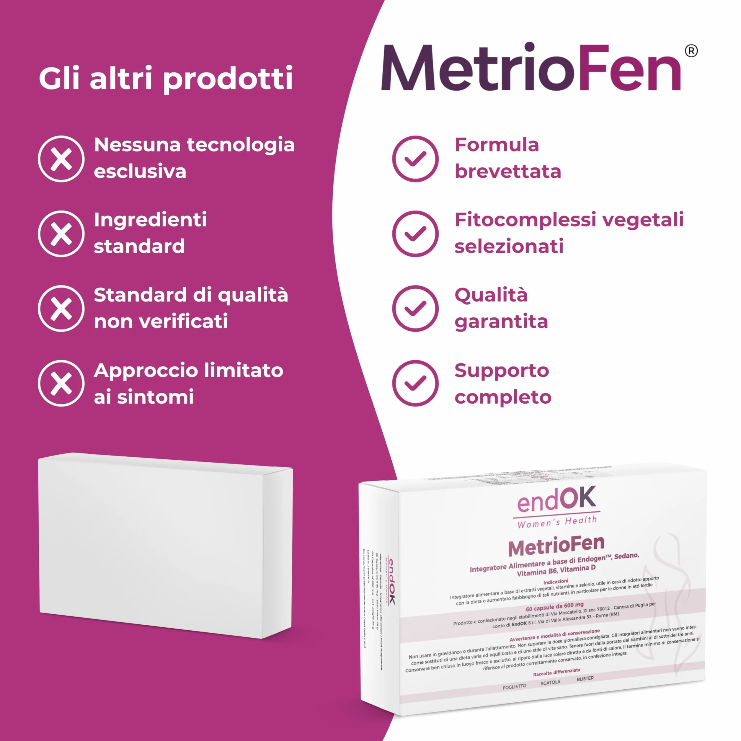 MetrioFen Integratore Equilibrio Ormonale Femminile con EndoGen Vitamina B6 D E Selenio Fertilità Ciclo Mestruale