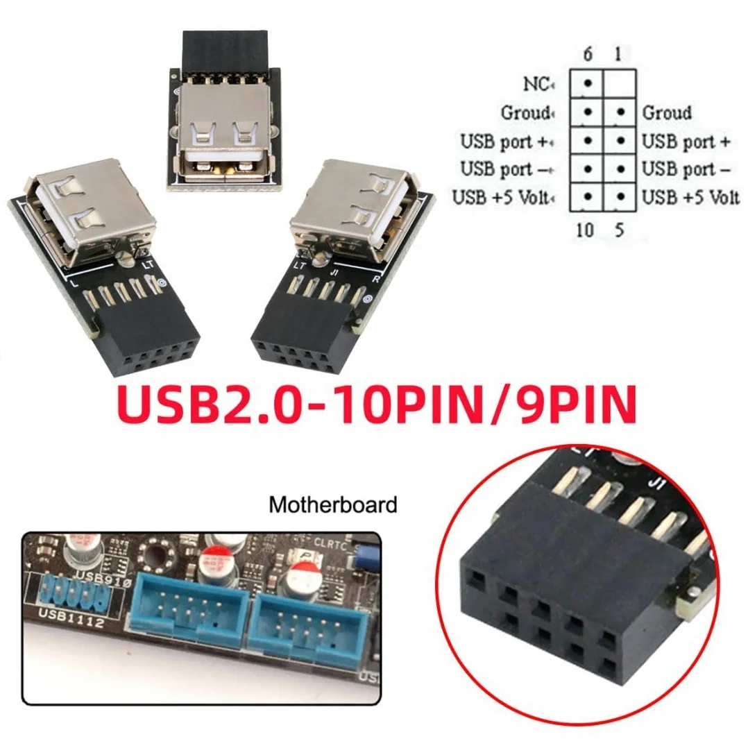 chenyang 3 Pack Scheda madre 9Pin/10Pin Pannello frontale Adattatore convertitore USB 2.0 Tipo A Femmina