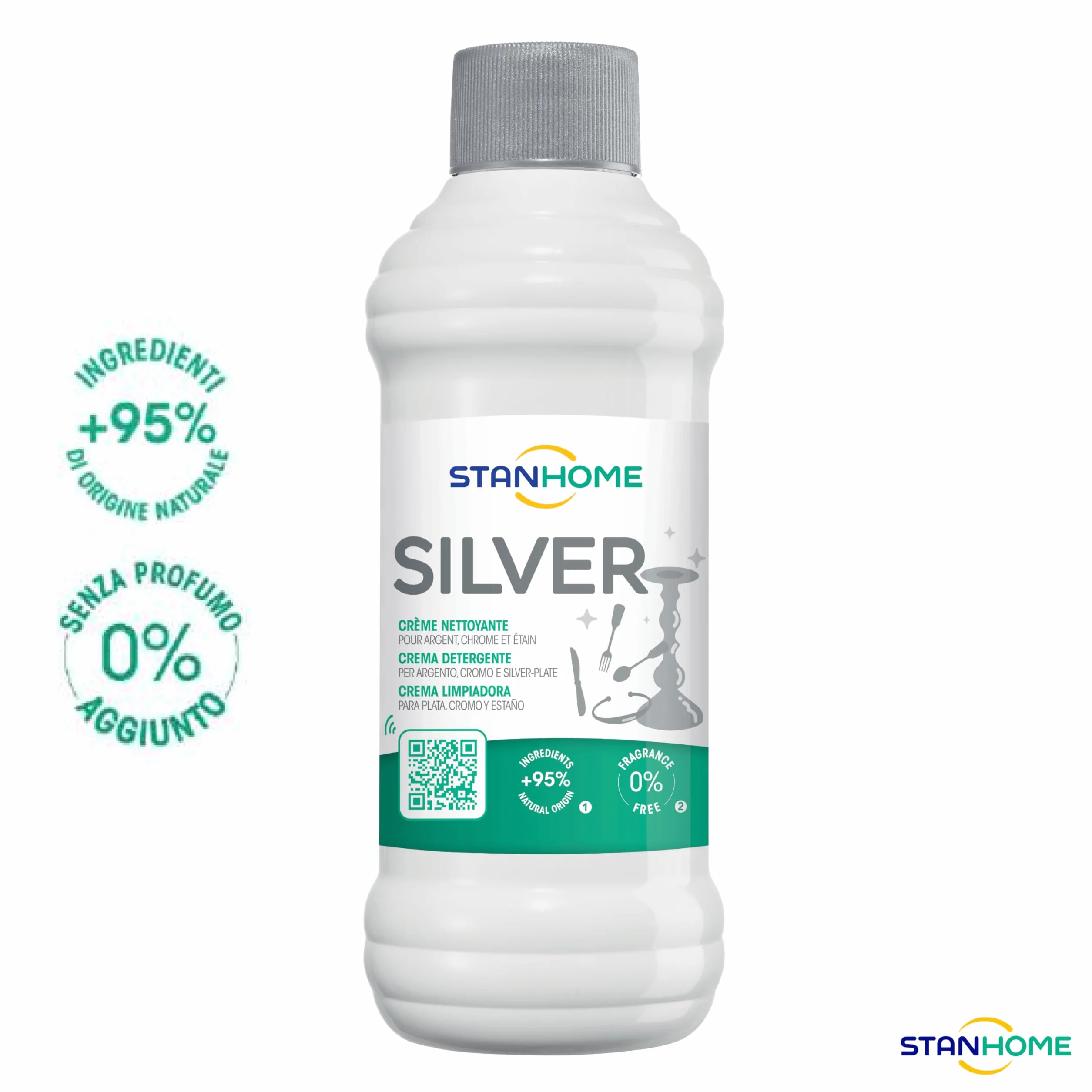 STANHOME Crema Antiossidazione Argento 250 ml Detergente Proteggi Argento Cromo Silver-Plate