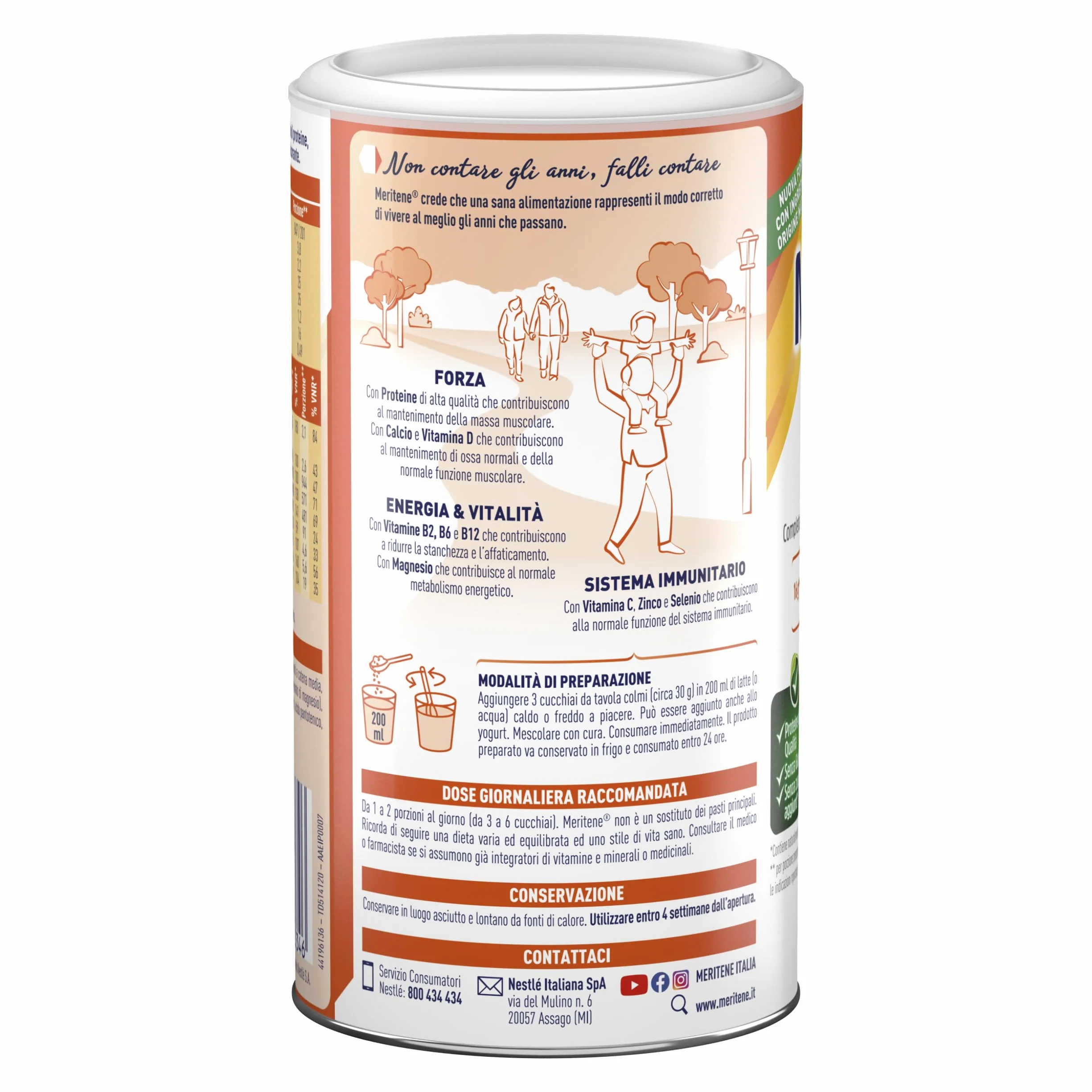 Meritene Forza & Vitalità Cioccolato integratore alimentare polvere 270g con vitamine minerali proteine