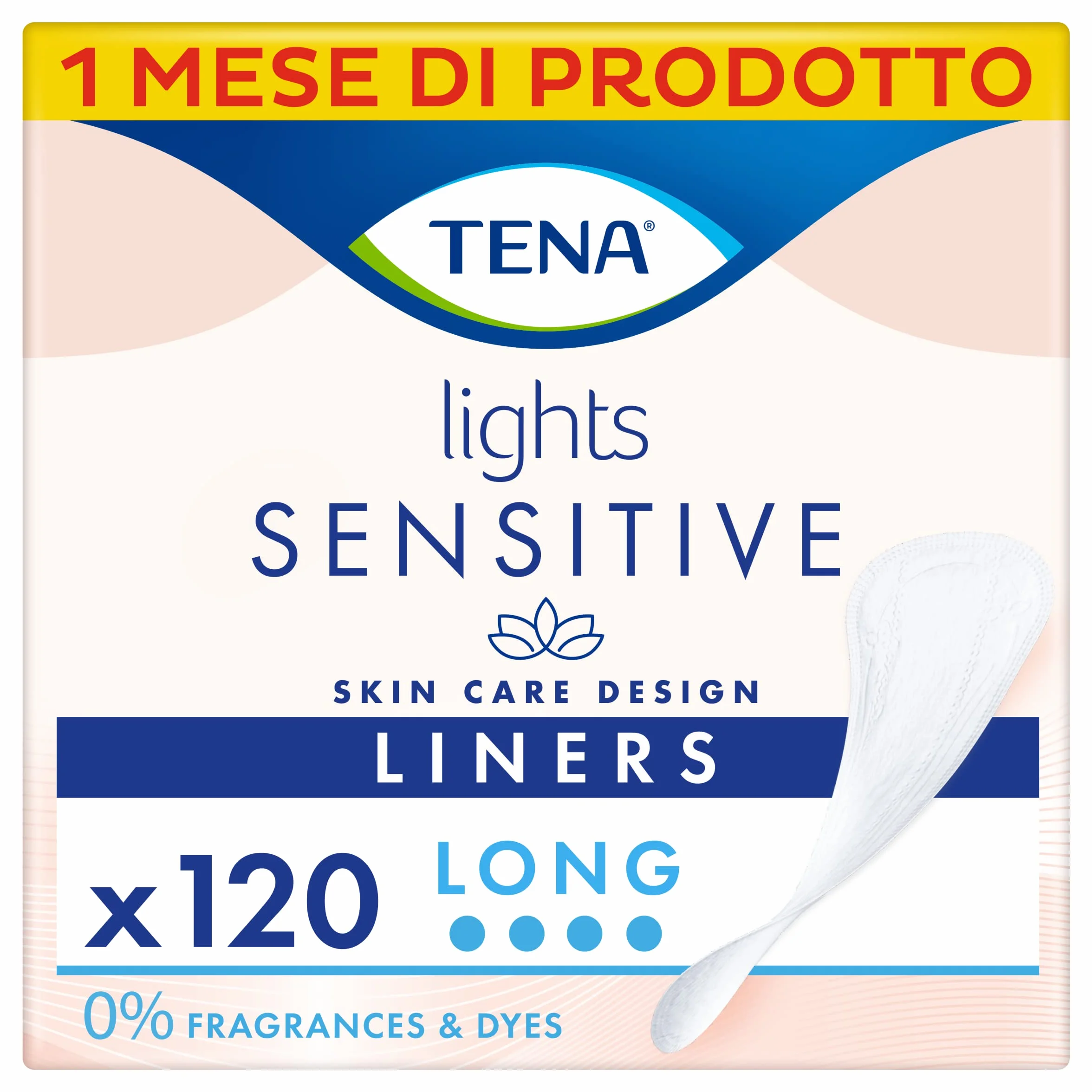 TENA Lights Sensitive Proteggi-slip lungo, pacco scorta mensile, 6x20 pezzi
