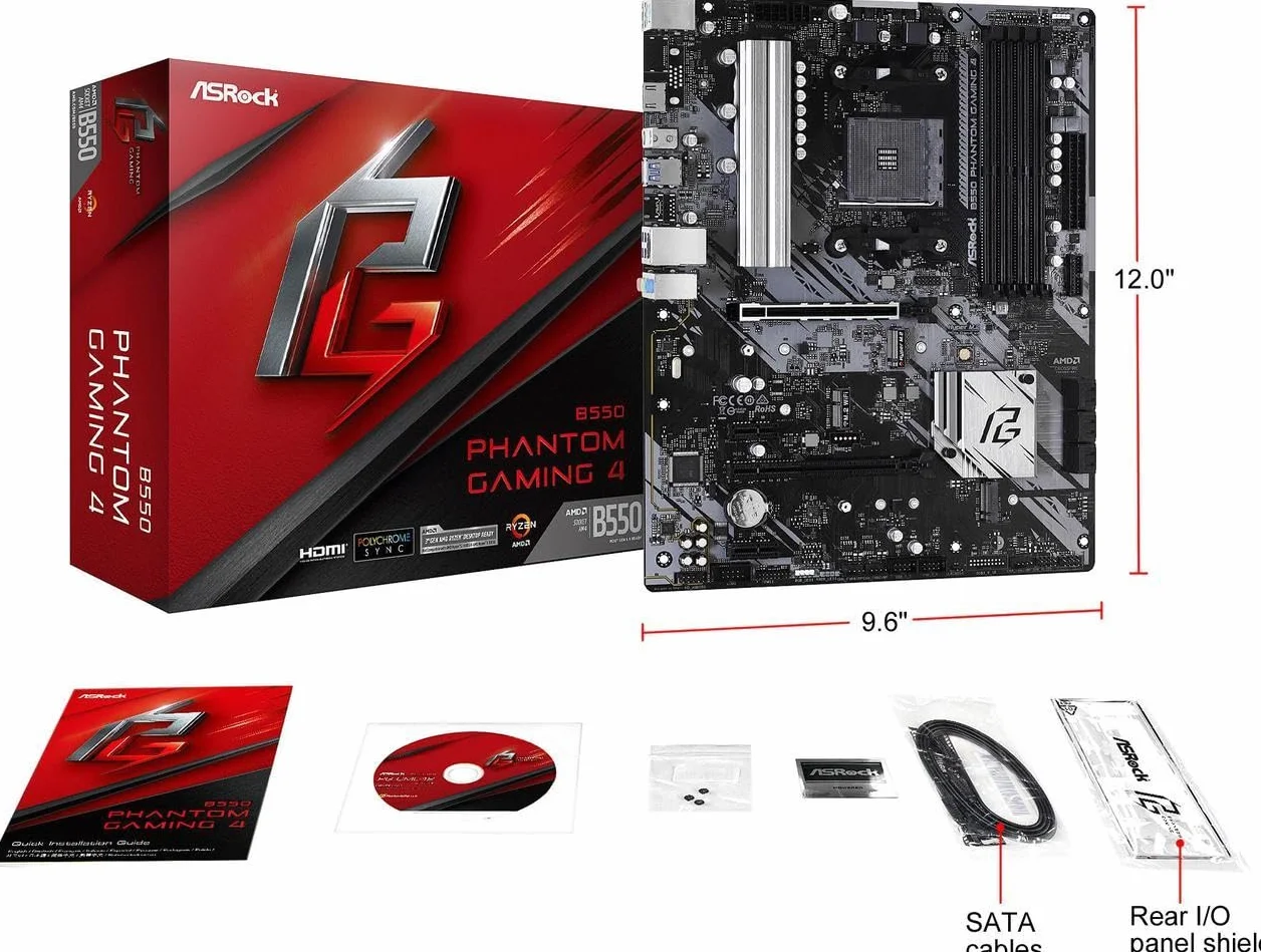 Asrock B550 Phantom Gaming 4 scheda madre, supporta AMD4 Ryzen di terza generazione, PCIe 4.3